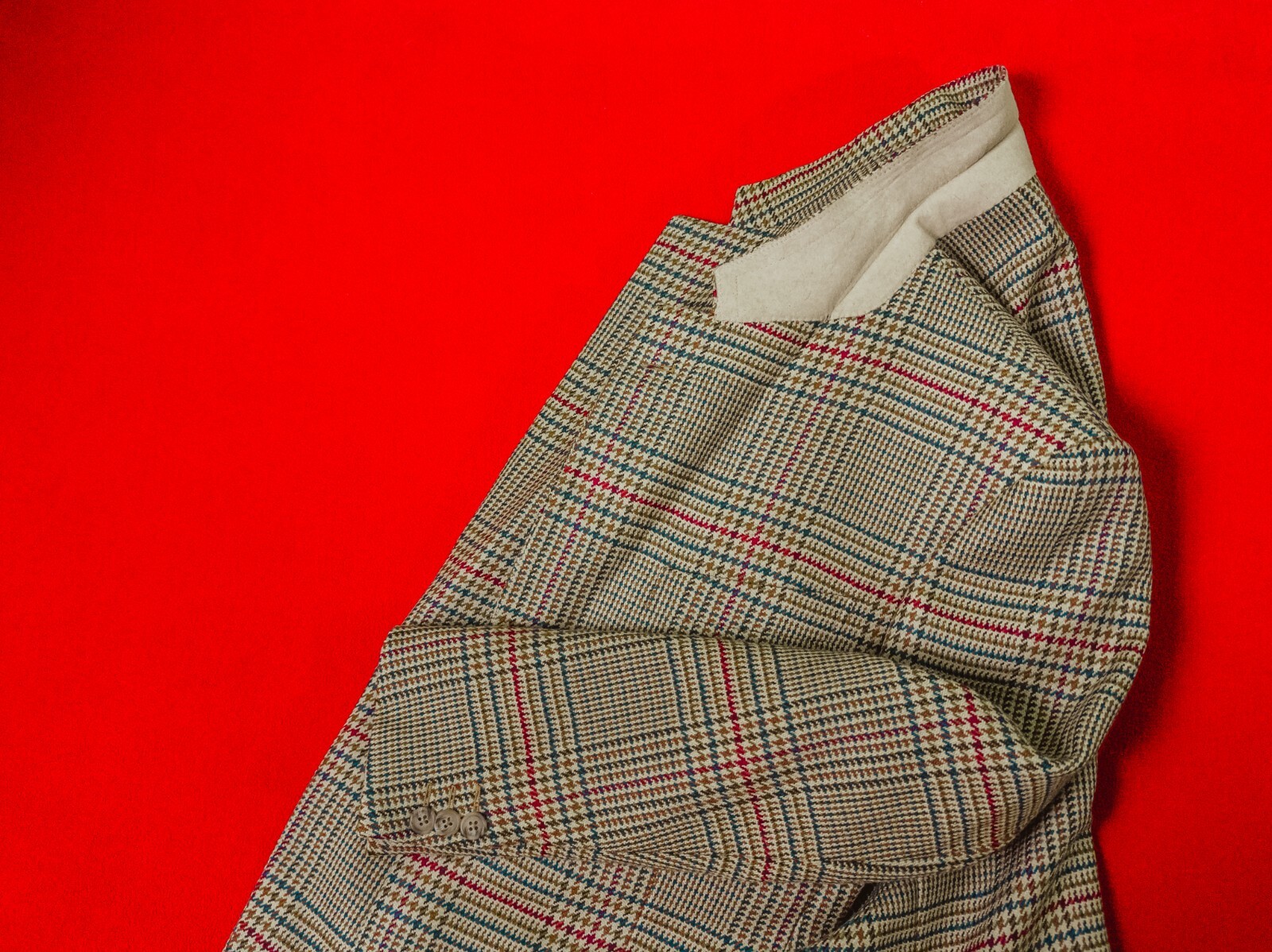 CORNELIANI Sartoria Men 90% Wool 10% Cashmere Plaid Beige Size 48 / M Jacket