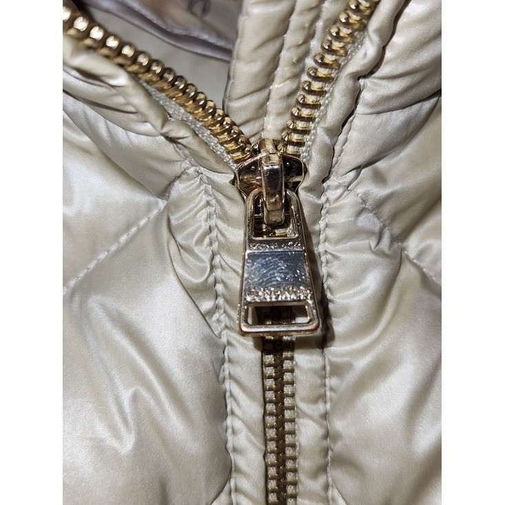 Calvin Klein Womens Champagne Gold Metallic Chevron Quilted Down Vest XL