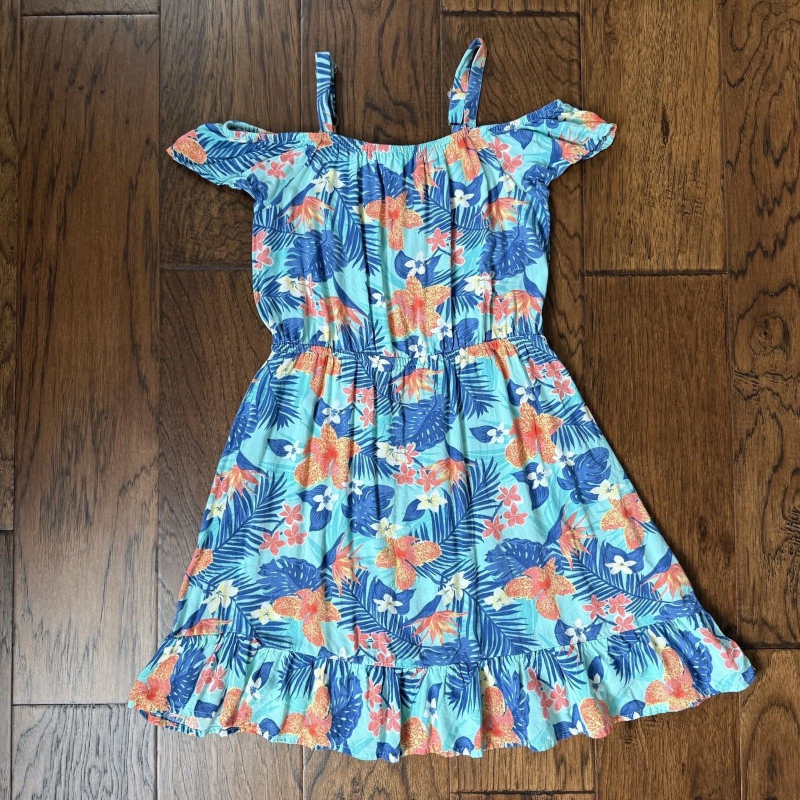 The Children’s Place Cold Shoulder Dress Rayon Tropical Coastal Casual Size 14