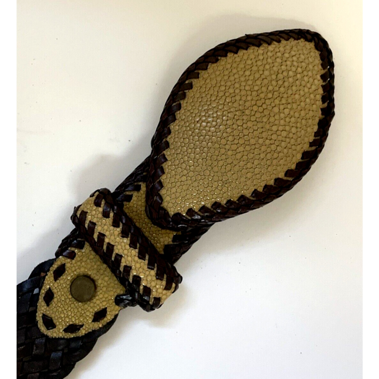 Unique Vintage The Divine Tribe NYC Leather Belt- Decorative Buckle, USA made, S