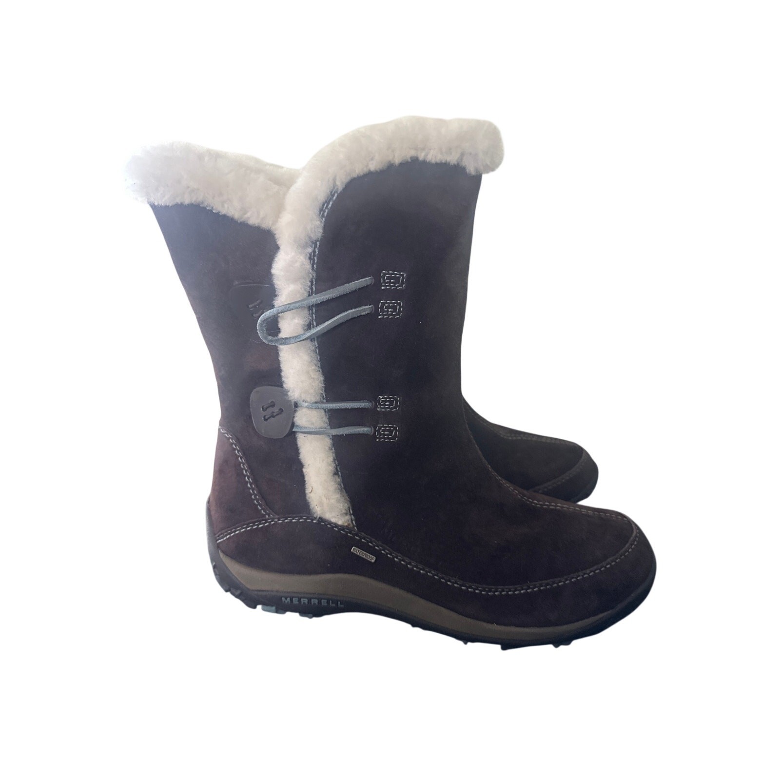 Merrell Yarra Waterproof high Snow Boots Womens s 10 Chestnut Brown Suede N