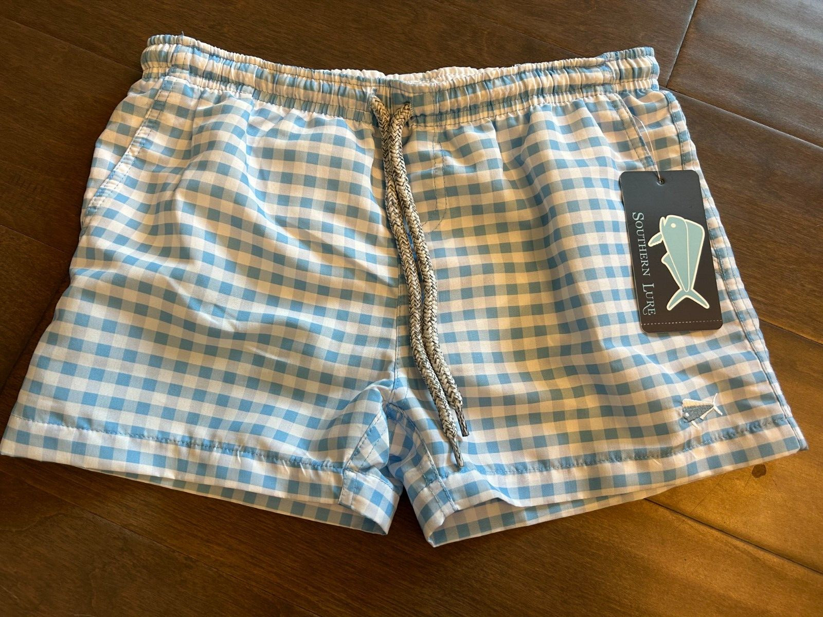 Southern Lure Boy’s Blue / White Gingham Swim bottoms Trunks Size 6