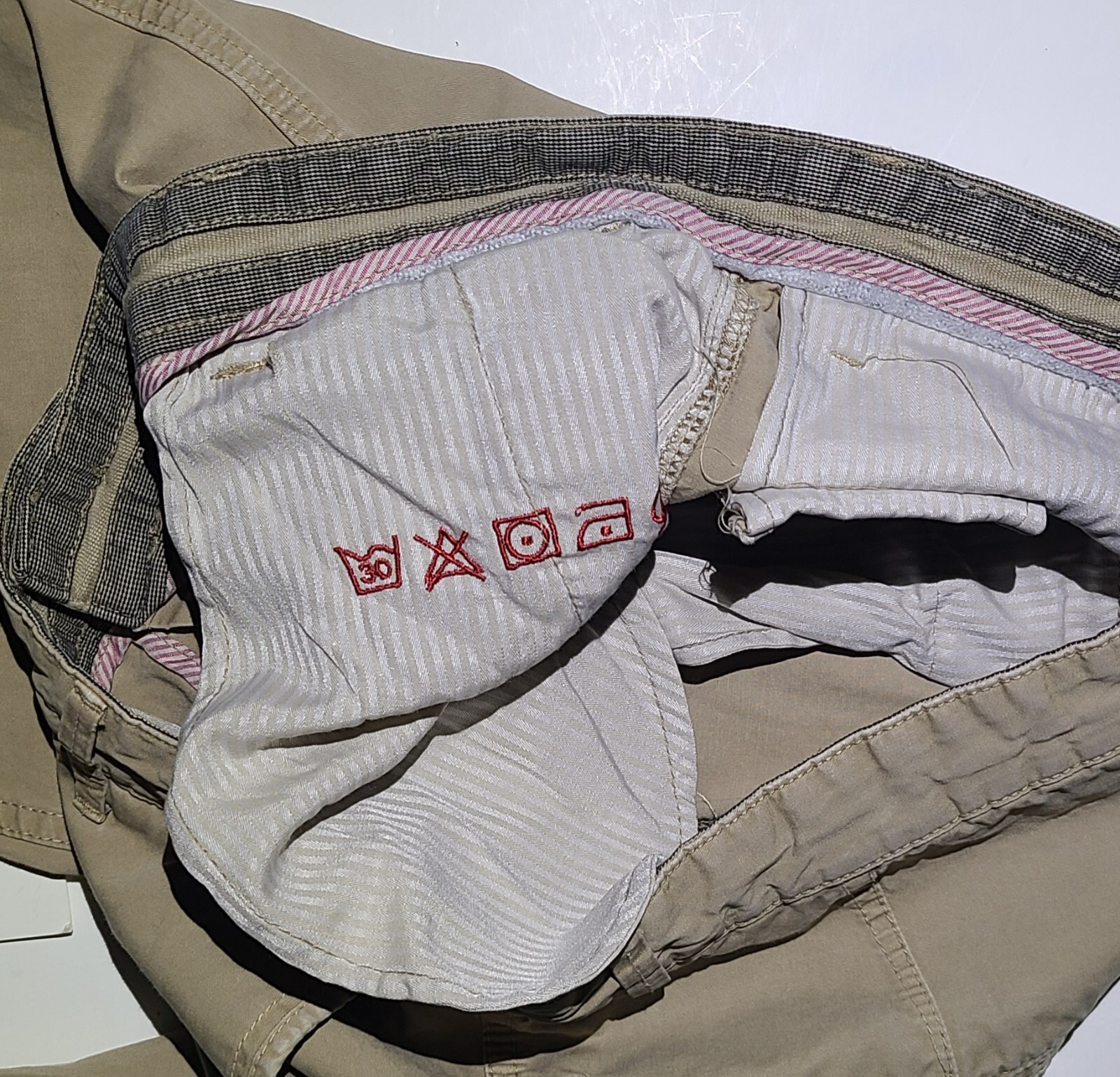 Strellson Khaki Pants Mens 34X31 Khaki Straight Fit Chino Slash Pockets