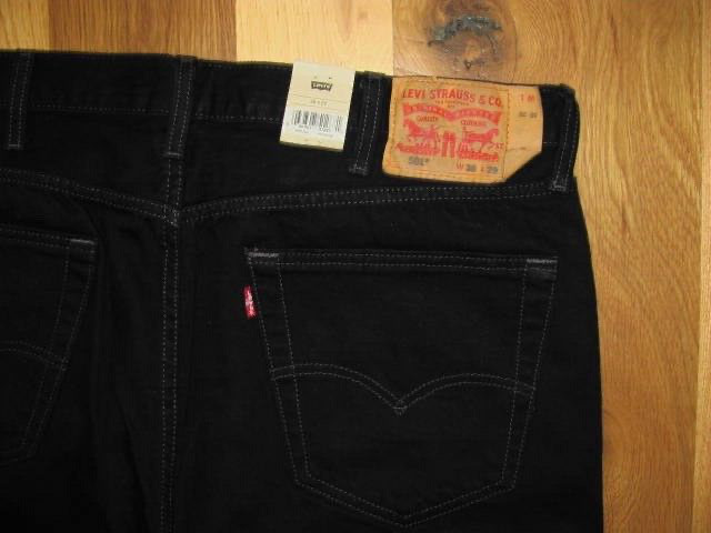 Levis NEW 501 Original Black Denim Straight Leg Jeans Men’s 38 x 29 (TD2-DR)