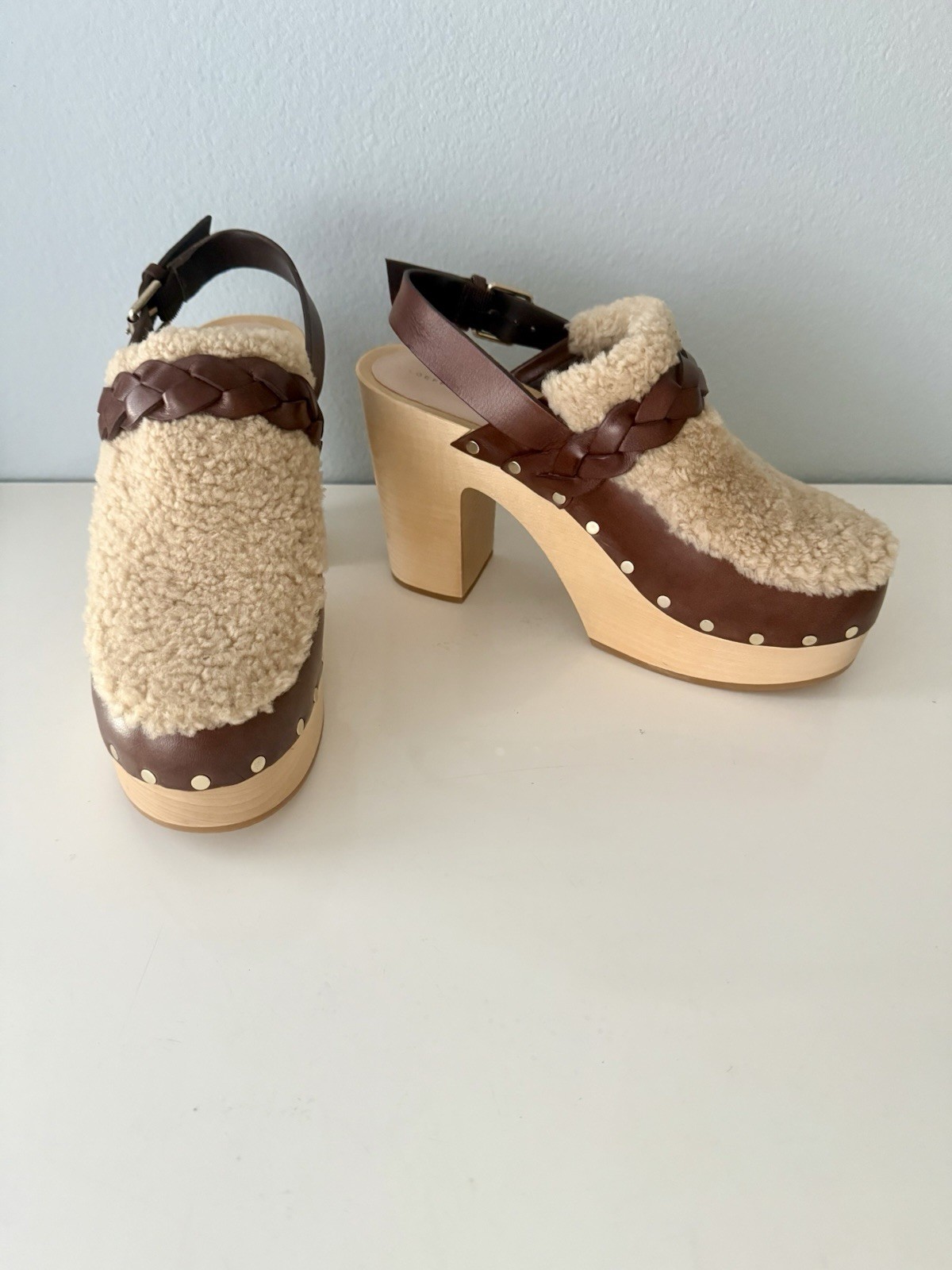 LOEFFLER RANDALL Women’s Paxton Braided-leather Platform Clogs In Brown Sz 8.5