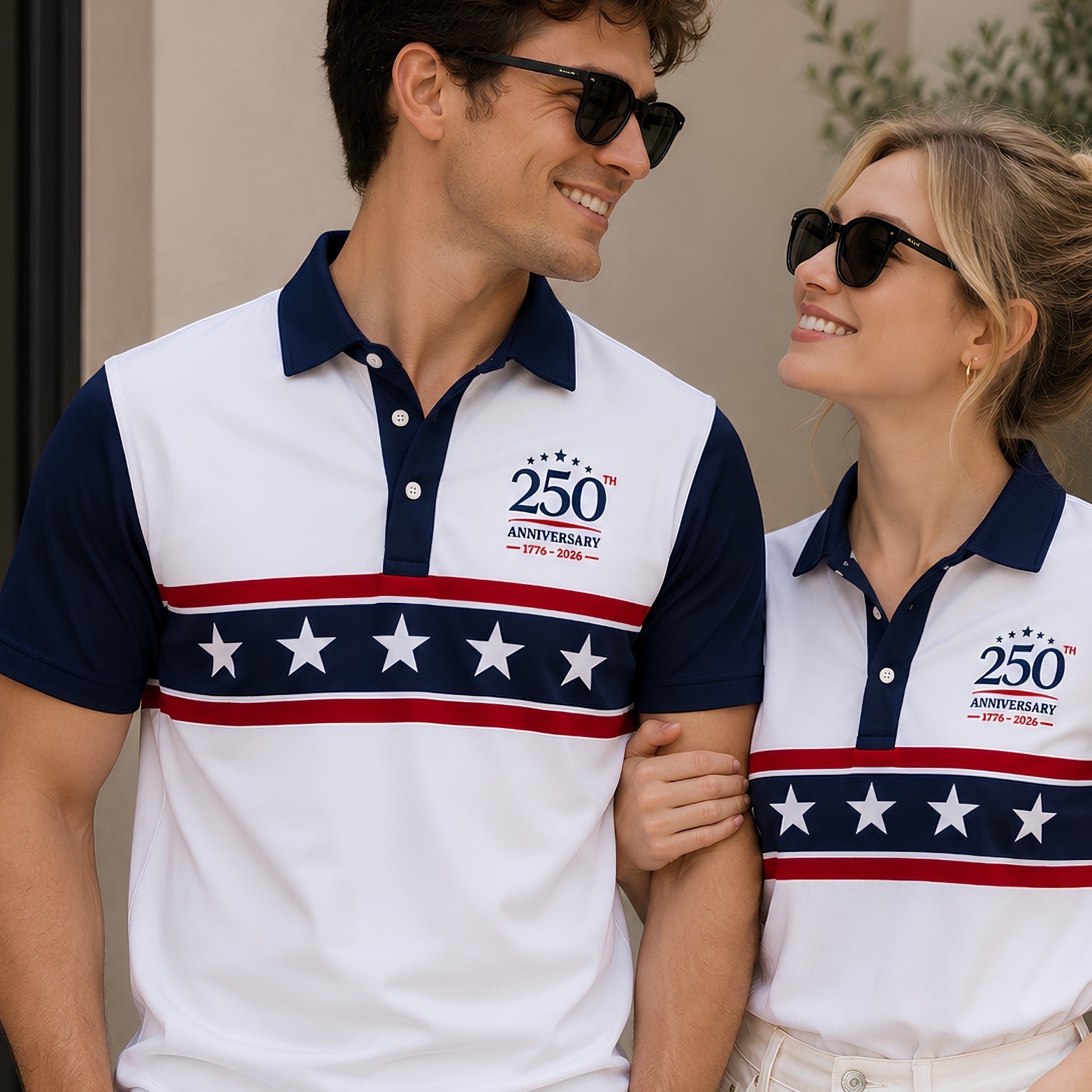 America 250th Anniversary Patriotic Golf Polo, 4th of July Basic Shirt (S-5XL)