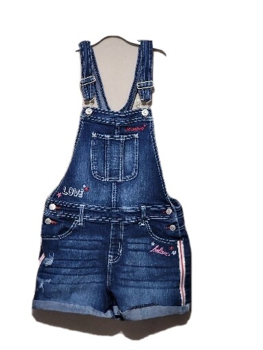 Jordache overall shorts child XL 14/16 blue Love believe pockets