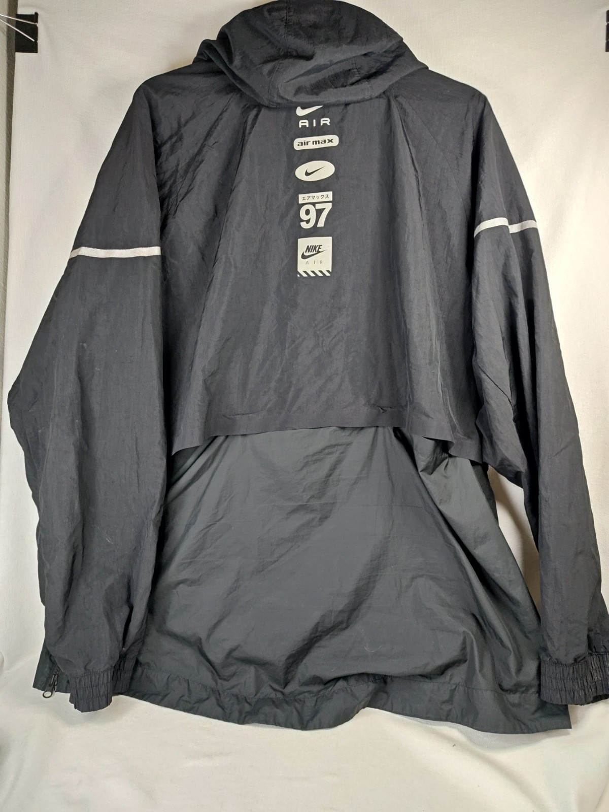 Nike Air Max 97 Anorak Jacket Men’s XXL Black Hooded 1/2 Zip Lightweight Pullove