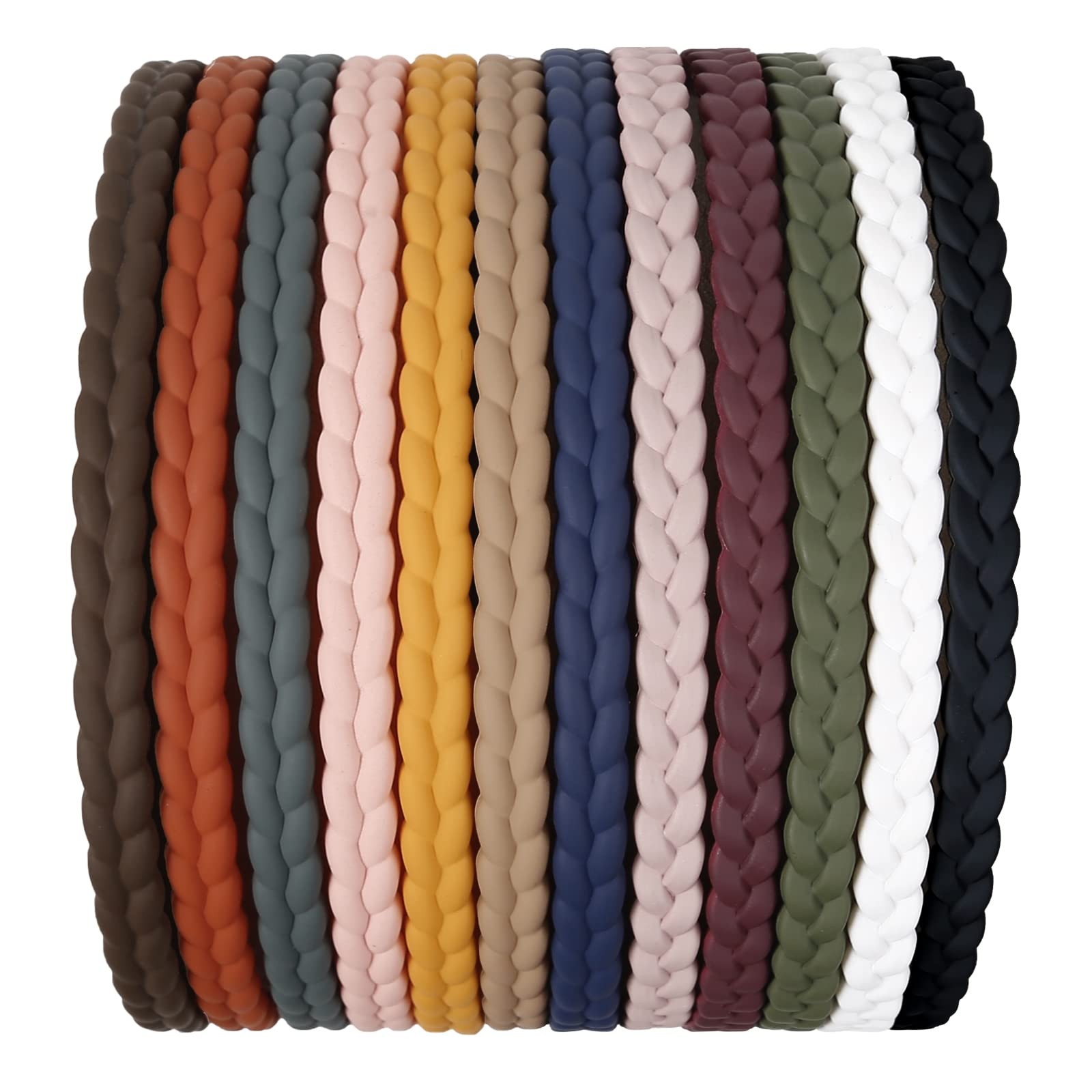 WOVOWOVO 7mm Thin Headbands For Women, 12 1 Count (Pack of 12), Pigtail Sytle