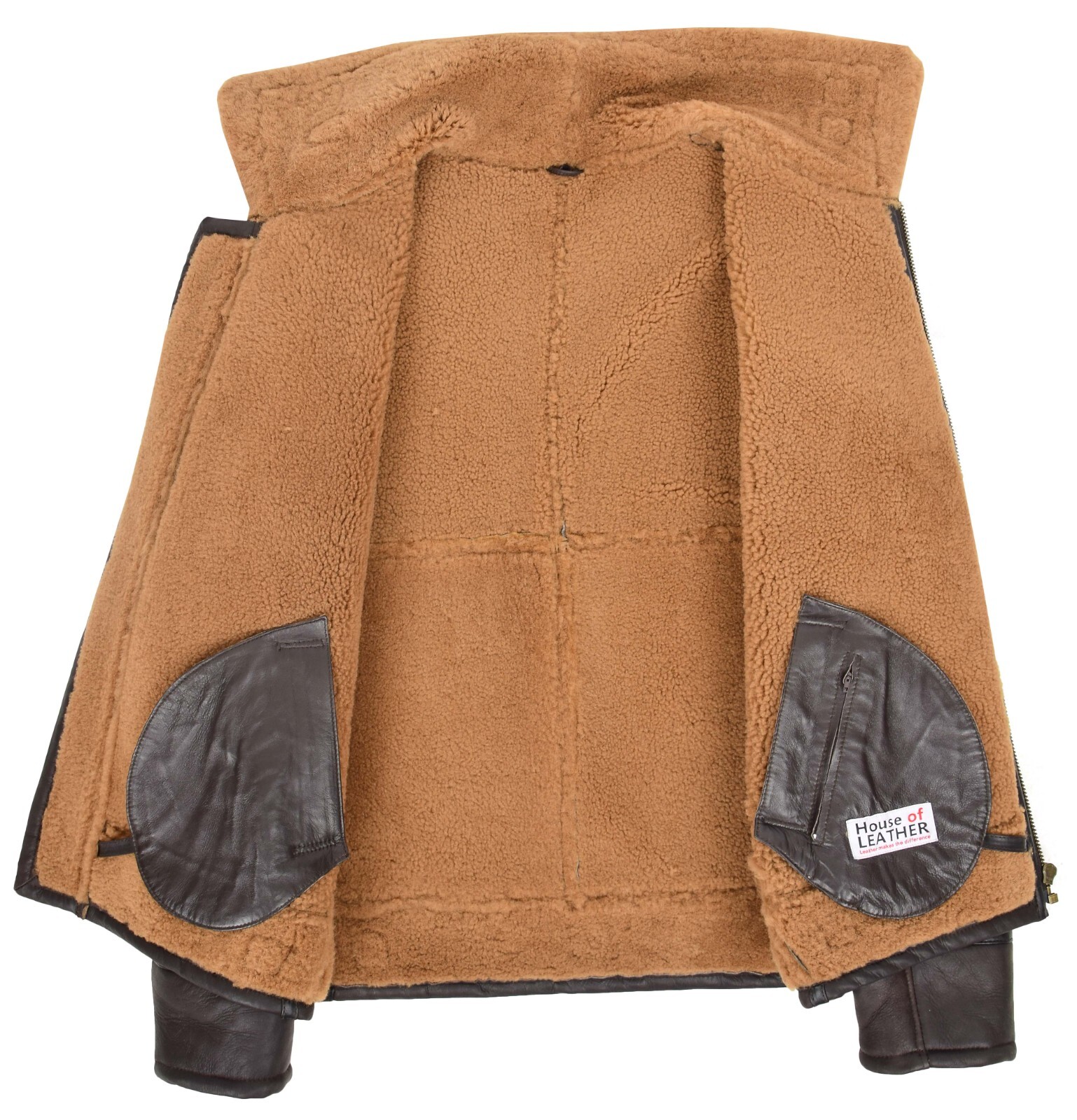 Mens Sheepskin Leather Jacket Real Ginger Shearling Lined Top Gun Aviator Brown