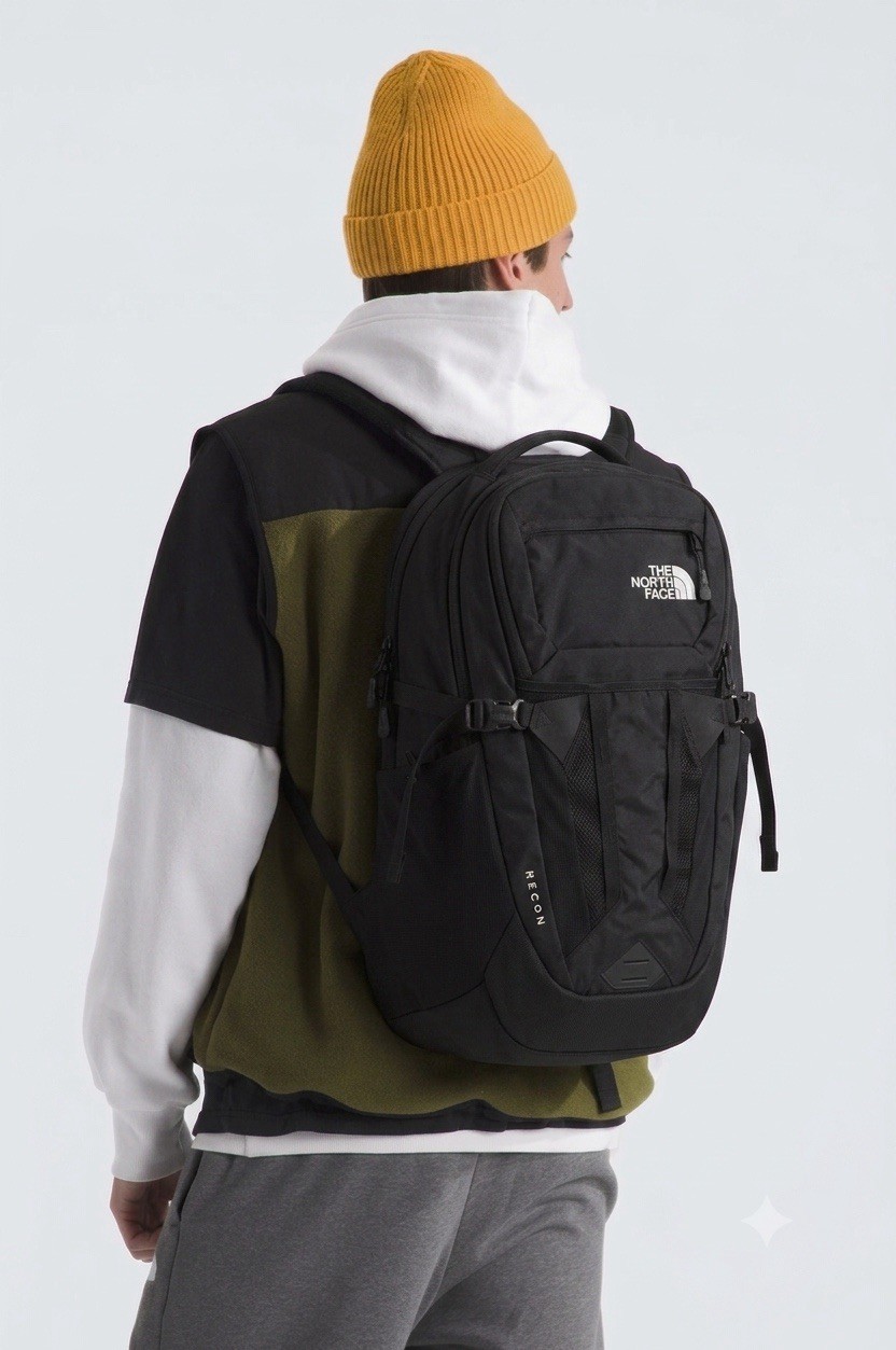 The North Face Recon Backpack Black 30L ,15 Laptop School Travel Hiking Bag NWT