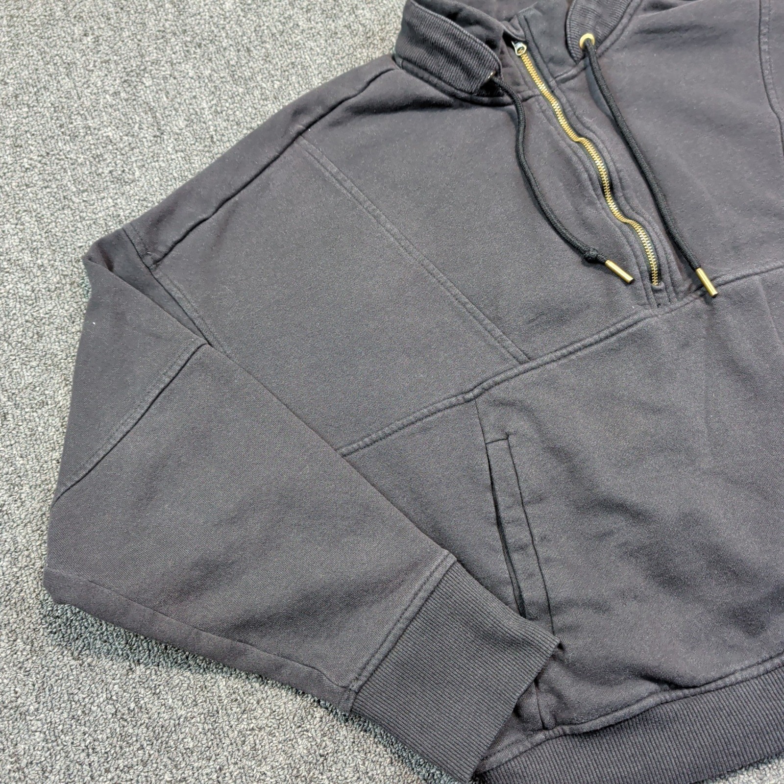 Avia Modern Quarter Zip Pullover L 12-14 Black Paneled Boxy Athleisure Gorpcore