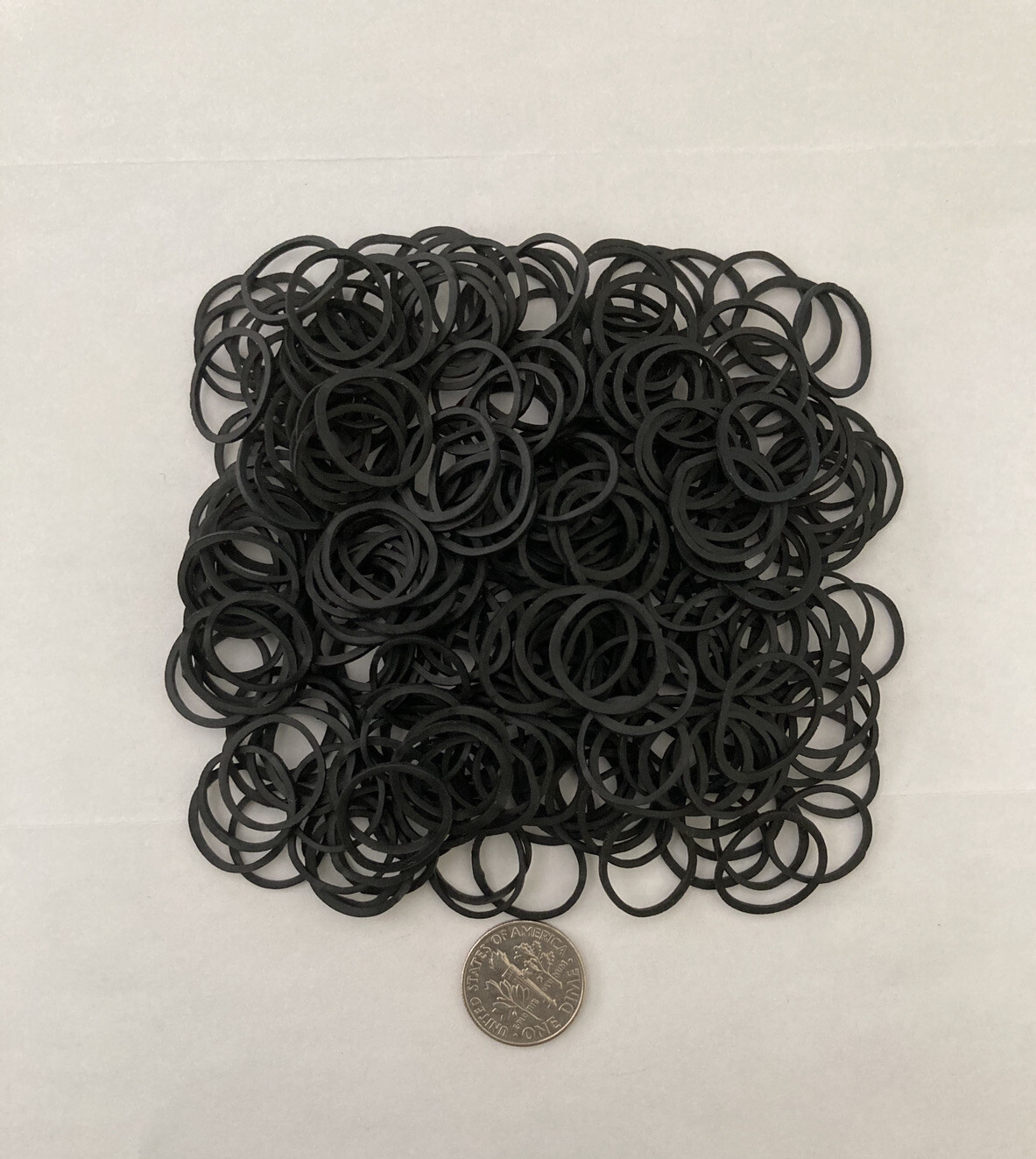 250 Small Black Rubber Bands for Crafts Hobbies Pony Hair Holder Office Use.