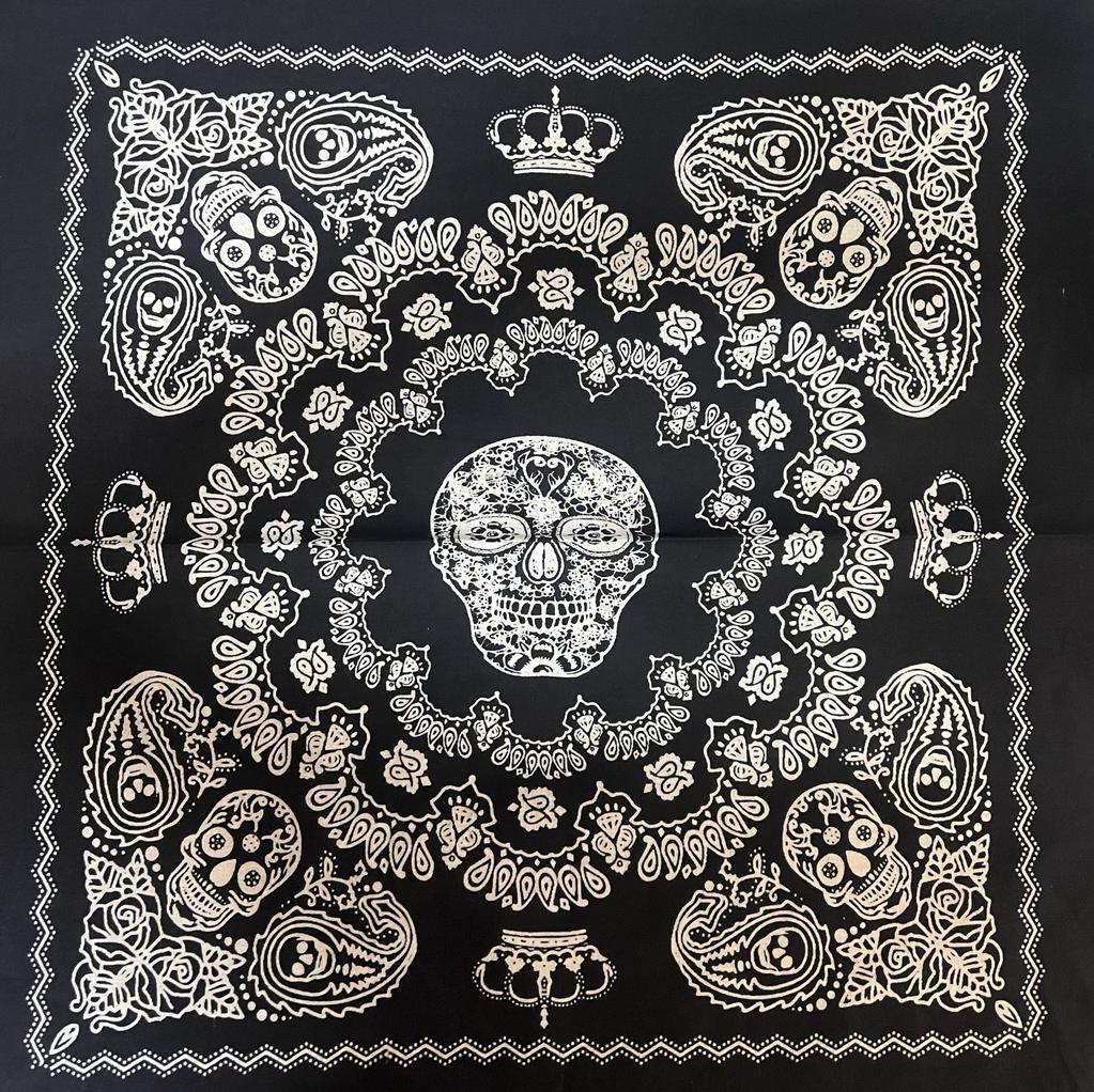 SKULL Design FLAMES BANDANA Head Wrap Neck Scarf Face Mask Halloween Biker