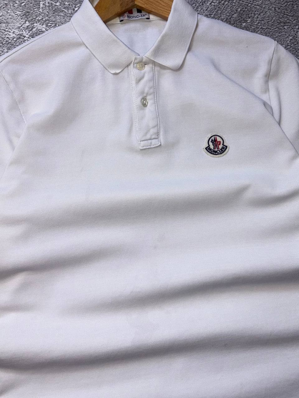 Authentic Moncler Polo Shirt White Red Blue Size S Logo