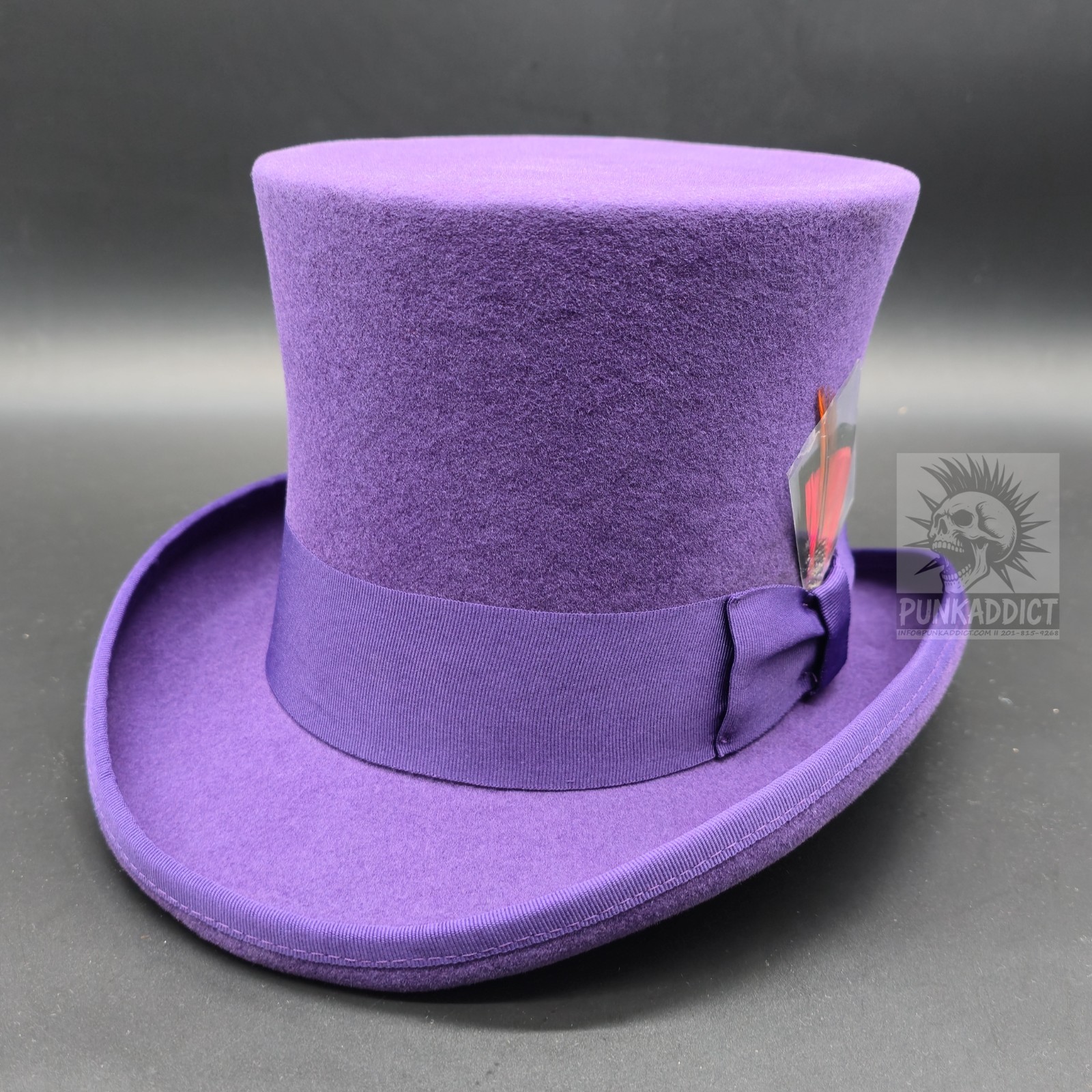 Gray Top Hat Wool Felt Victorian Slash Mad Hatter Steampunk Rock Star