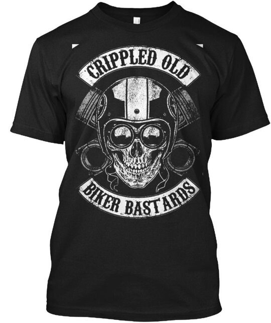 Biker Racingmotocycle Funny Crippled Old T-Shirt Made in the USA Size S to 5XL