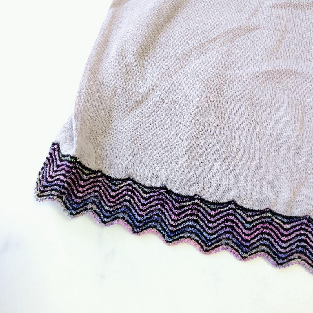 M.&KYOKO Long Knit Dress Multi-Color S Size Striped Short Sleeve
