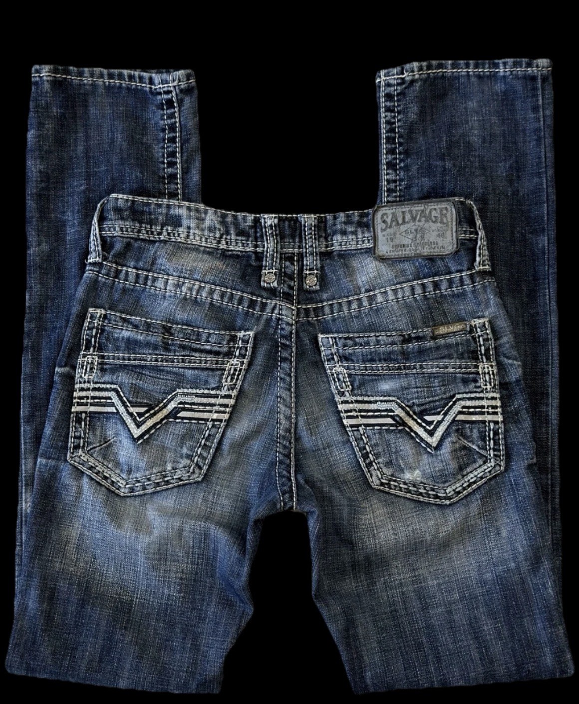 Salvage HAVOC Slim Straight Stretch Buckle Jeans ~ Men’s Size 28 x 32