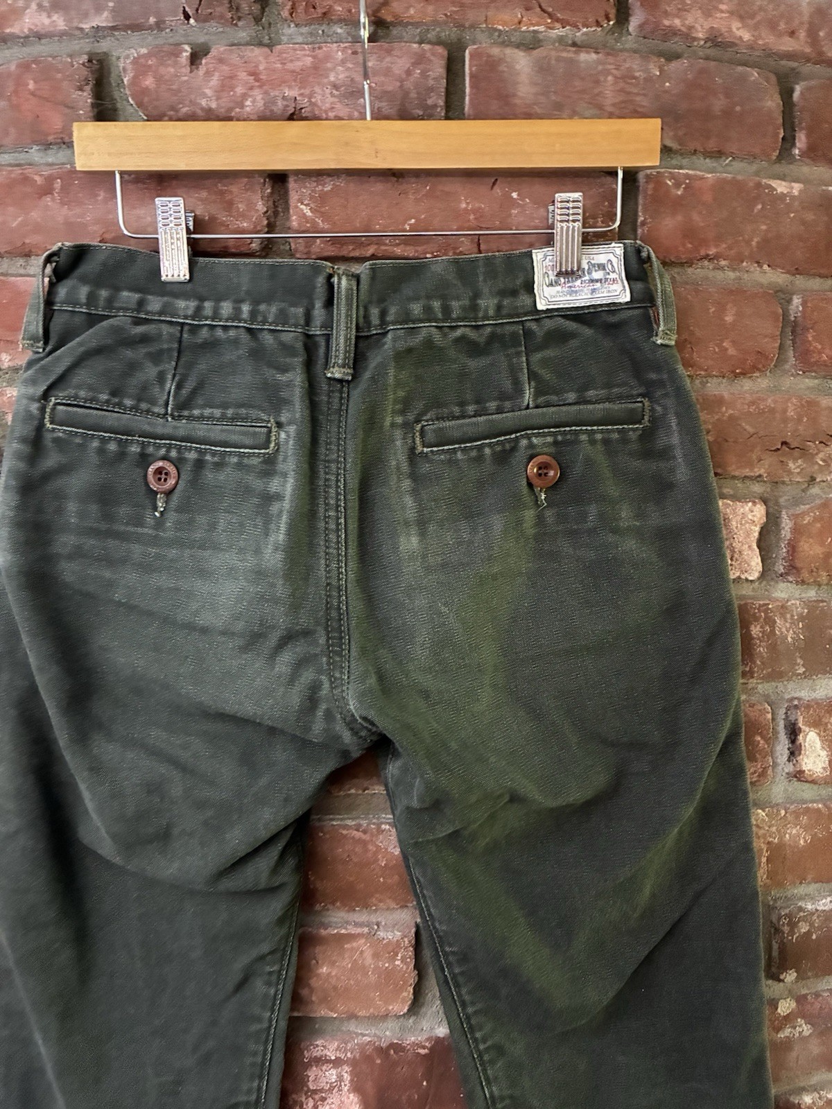Ciano Farmer Denim Co Green Canvas Workwear Pants 28 X 27.5 Made In USA