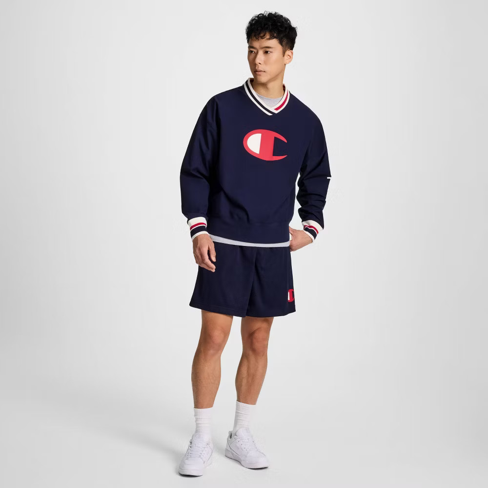 Champion Men V-Neck Pullover – Navy S