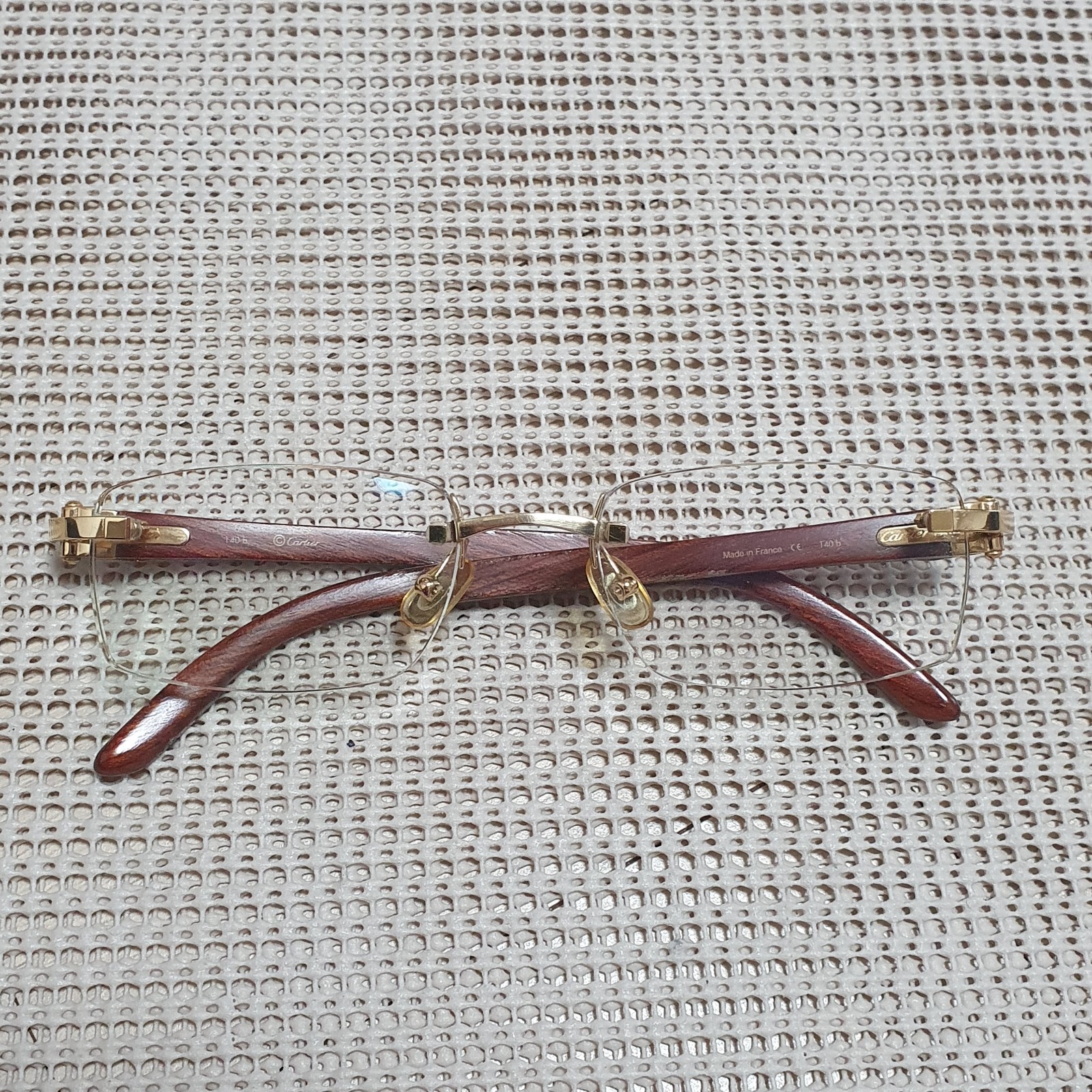 Cartier Bubinga Wood Rimless Frame Eyeglasses Authentic .3002