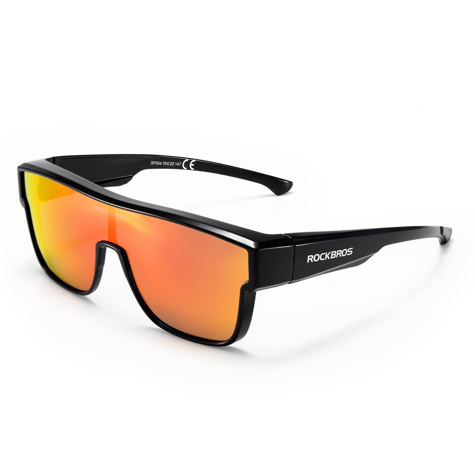 ROCKBROS Polarized Fit Over Glasses Sunglasses 100% UV400 Medium, Dark Black