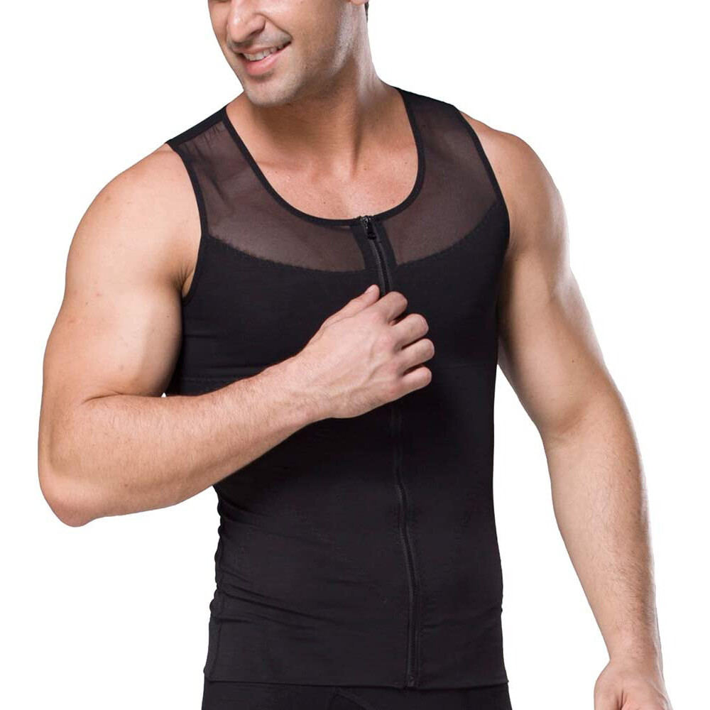 Mens Compression Shirts Vest Slimming Body Shaper Tummy Control Fitness Tank Top