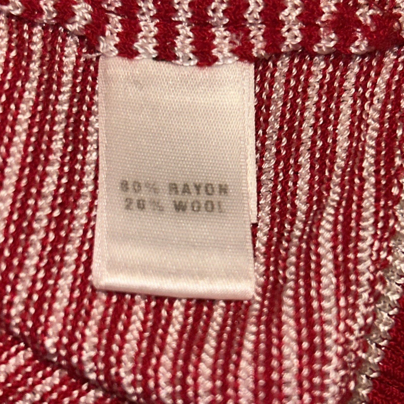St.John Red White Striped Sleeveless Knit Top Mock Neck Rayon Wool blend Size M