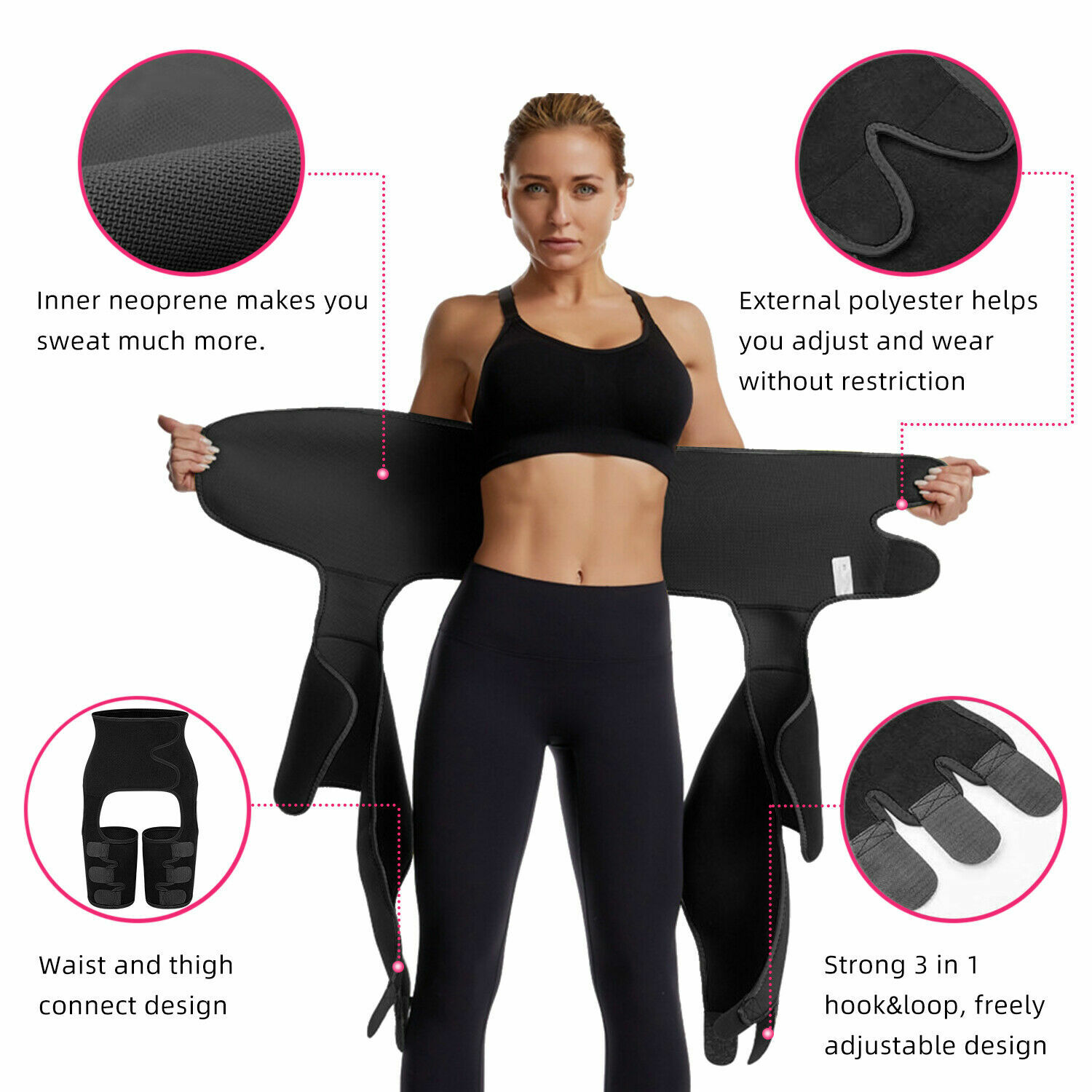 Waist Trainer, 3-in-1 Waist and Thigh Trimmer Butt Lifter Shapewear BLACK