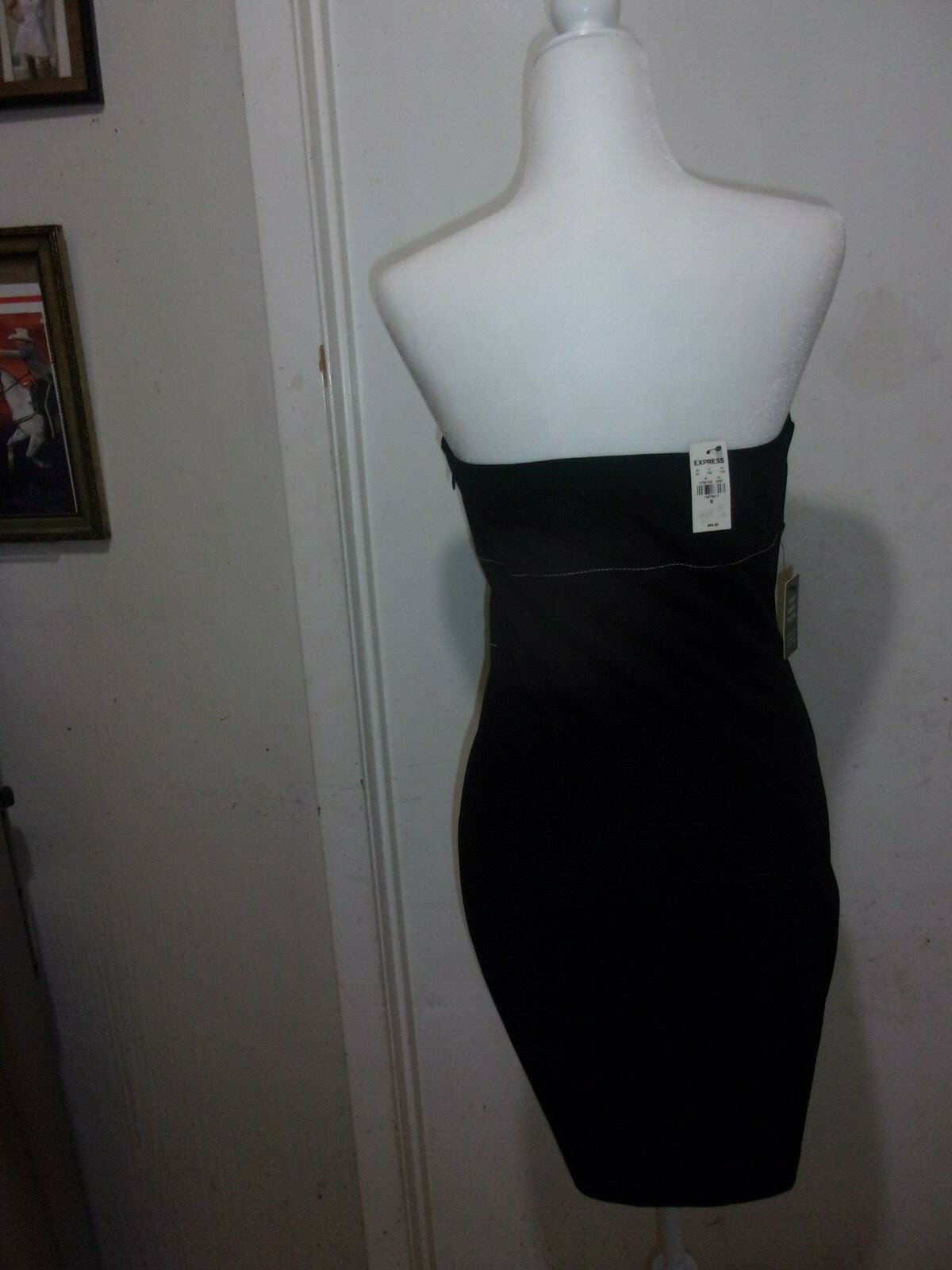 EXPRESS BLACK CONTRAST STITCH STRAPLESS SHEATH DRESS sizes XXS,XS,S,M,L,XL (B145