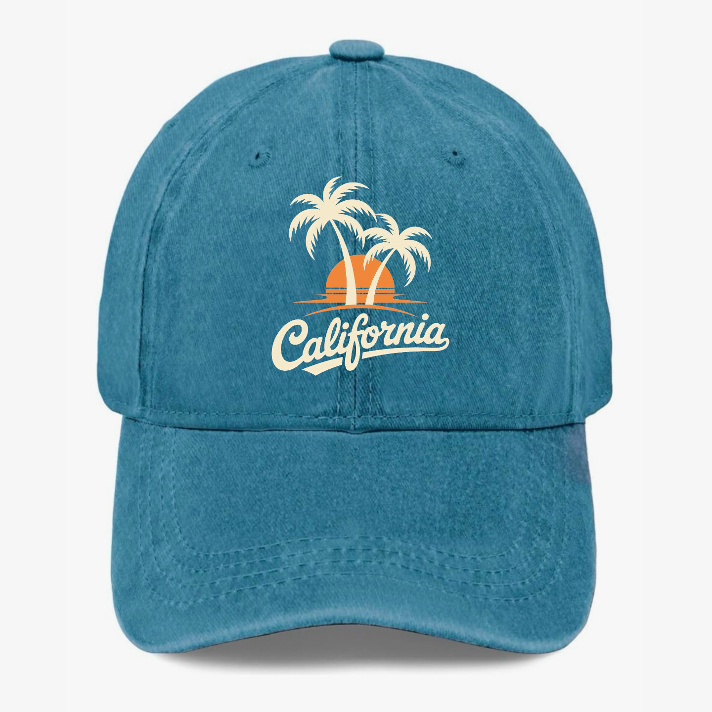 California Hat Palm Tree Sunset Vintage Baseball Cap Summer Beach Hat Adjustable
