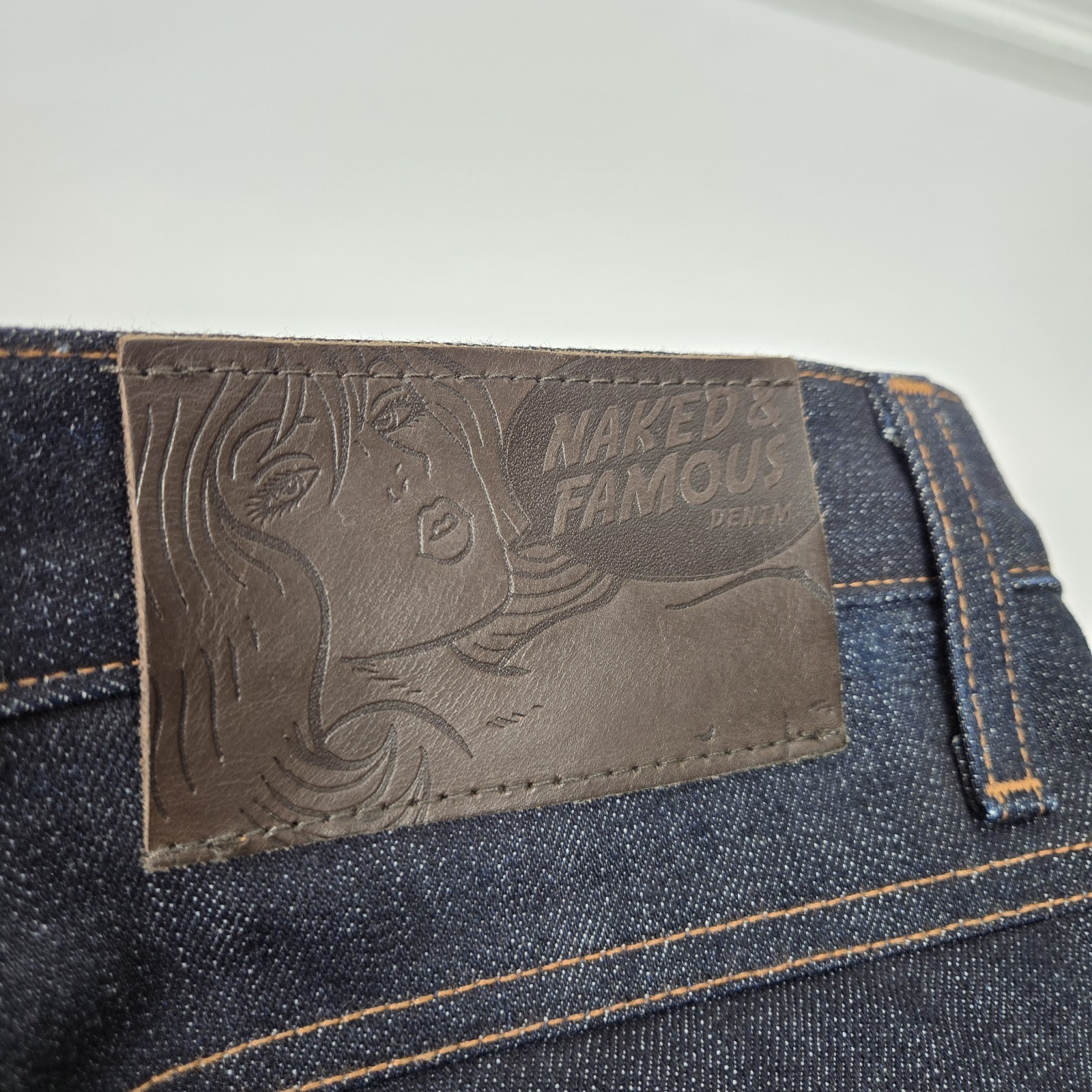 Naked & Famous Slim Guy Deep Indigo Selvedge Jeans 31×30 NWOT Hemmed