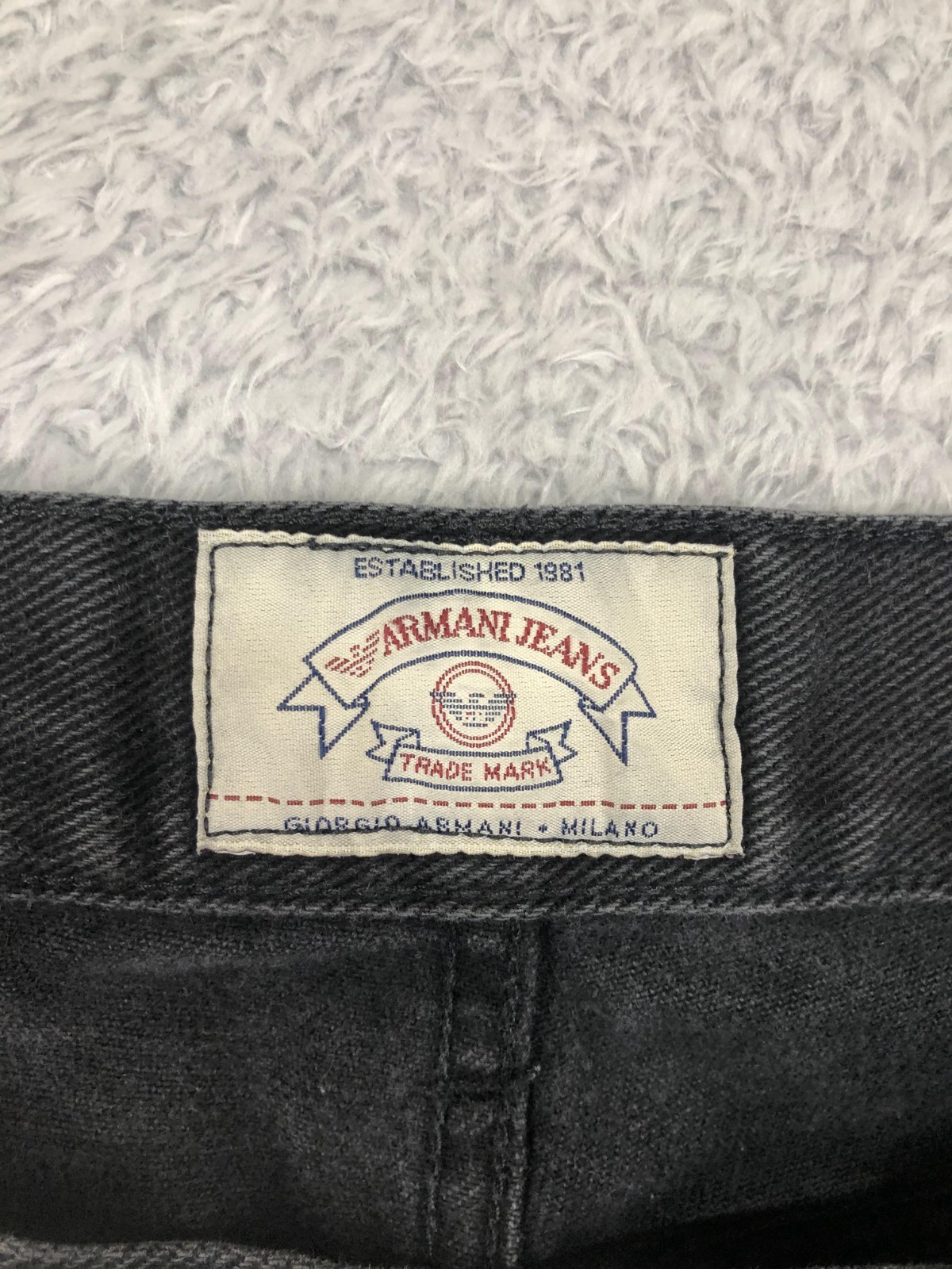 Armani Jeans Men 29×27 (Tag 31) Vintage Eco Stone Tapered Black Distressed *Flaw