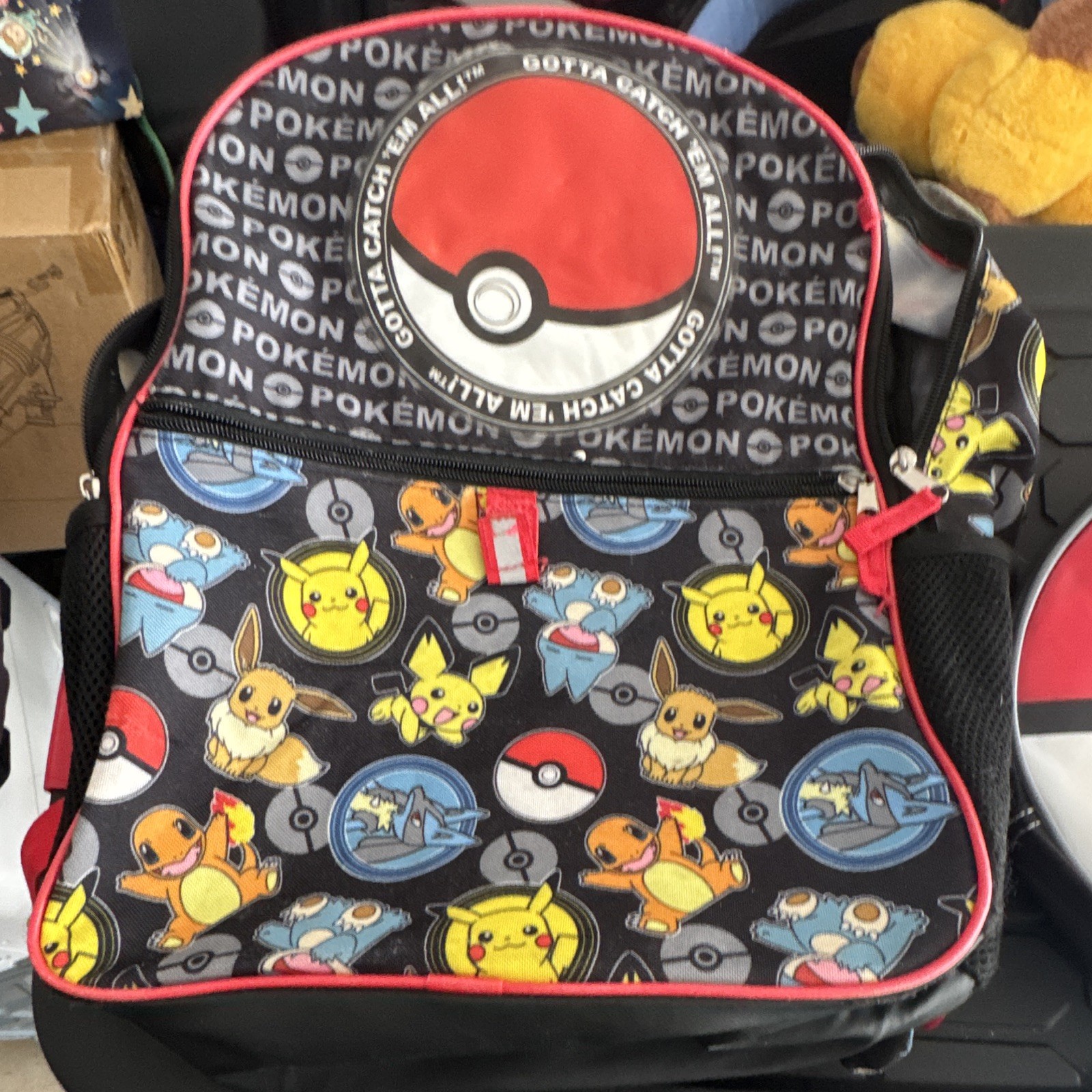 Pokemon Backpack and Lunch Box Set Pikachu Eevee Poke Ball All Over Print
