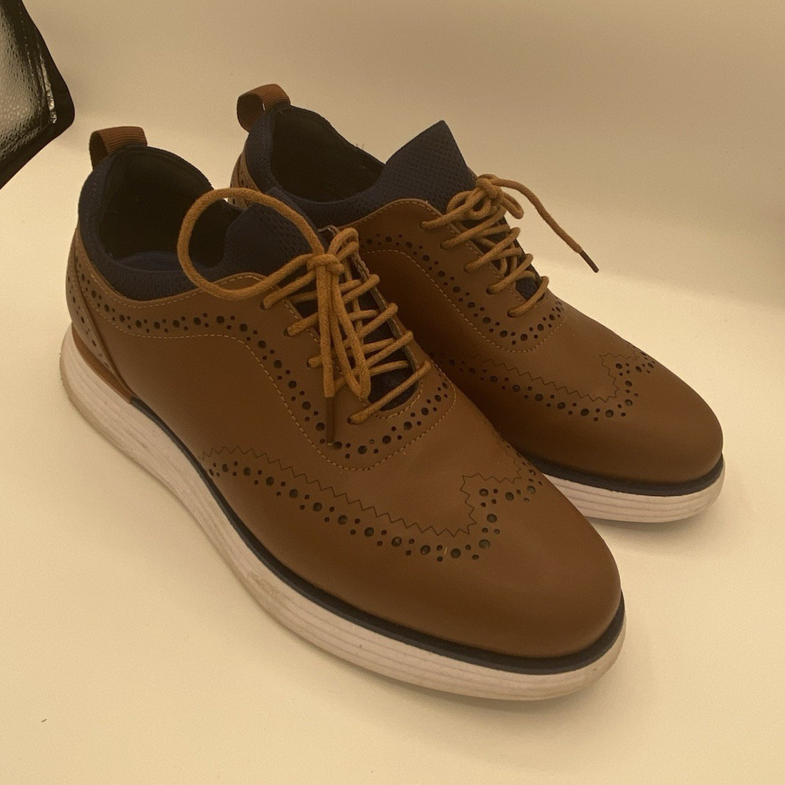 Bruno Marc Men’s Brown Leather Wingtip Brogue Oxford Dress Shoes US 10