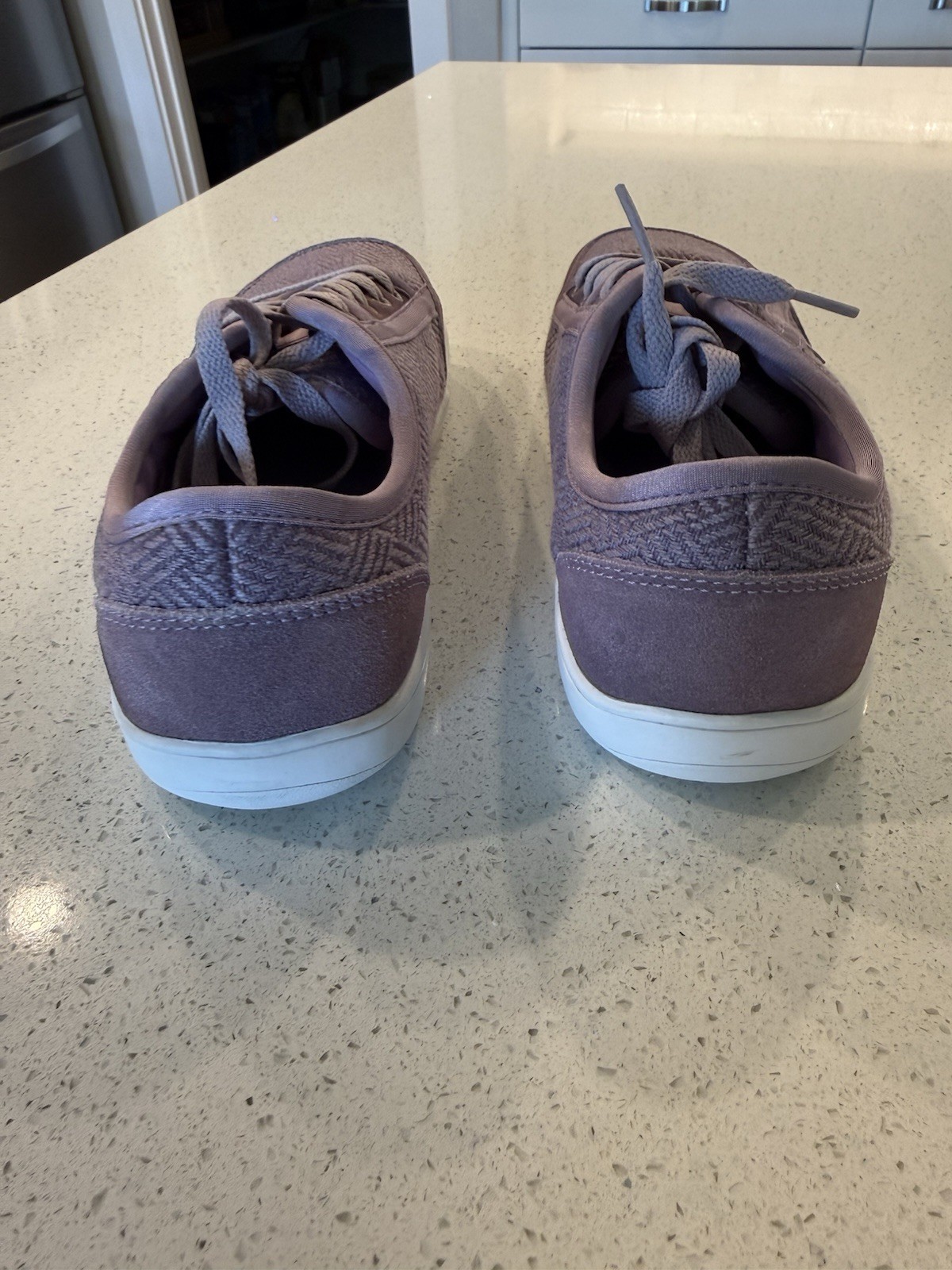 HOBIBEAR Women’s Low Top Lace-Up Athletic Sneakers Fabric Herringbone Purple