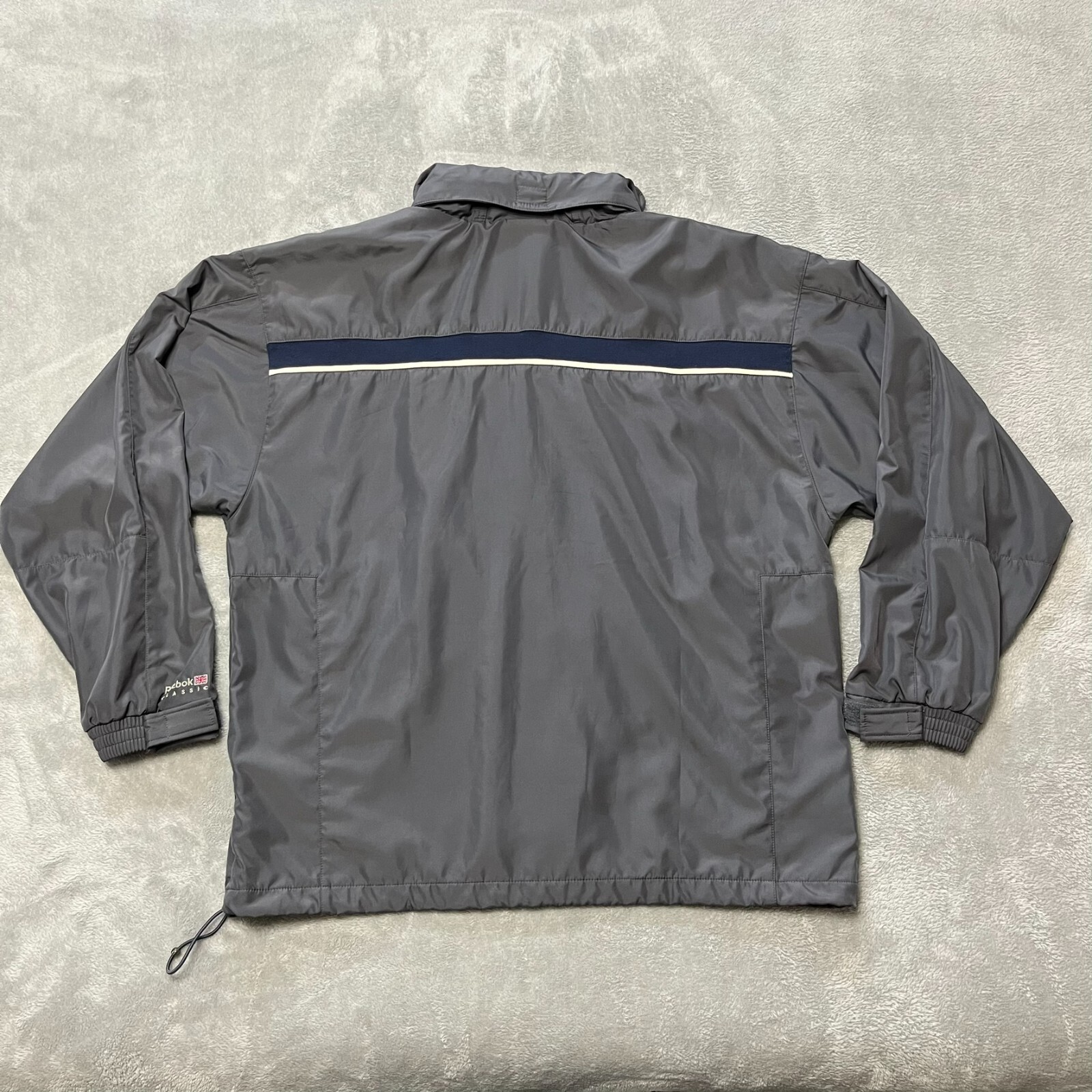 Vintage Reebok Classic Jacket Mens Large Gray Hooded Logo Full Zip Outdoor 90s