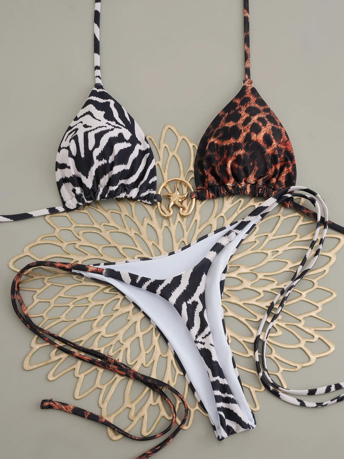 Womens Sexy Leopard String Bikini Push Up Brazilian Swimwear Thong Bathing Suits