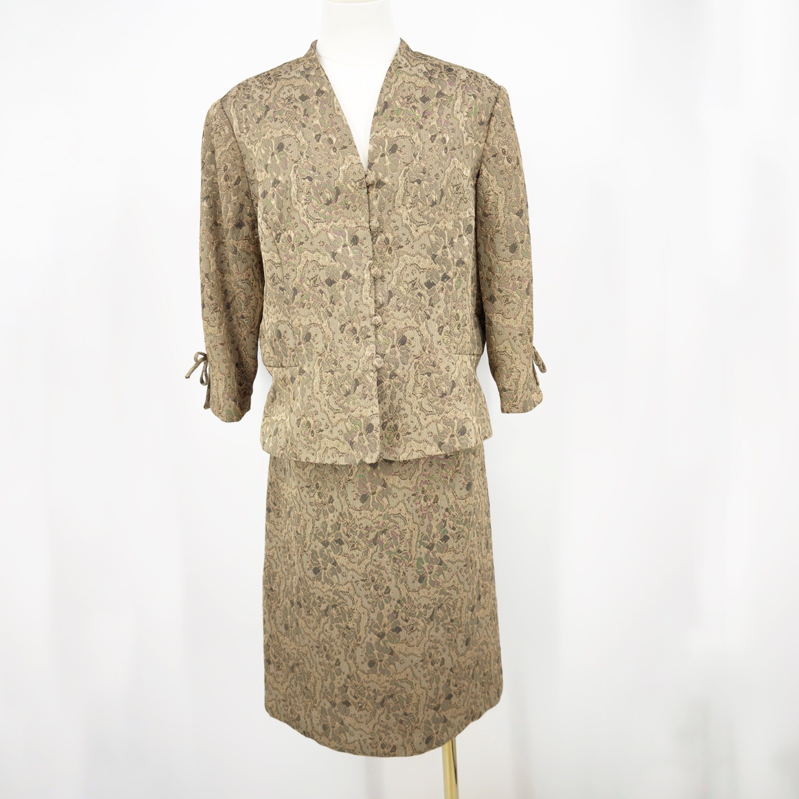 Perceptions Skirt Suit Set Jacquard Floral Peplum Jacket Pencil 14 Church Lady