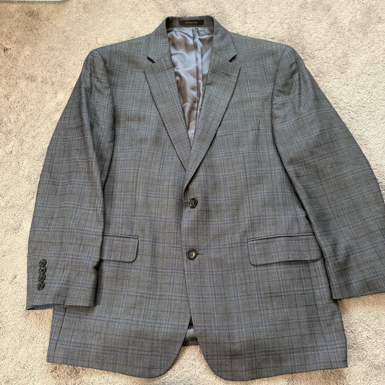 Jos A Bank Reserve Silk Wool 2 Button Blazer Gray Plaid Men’s 44R