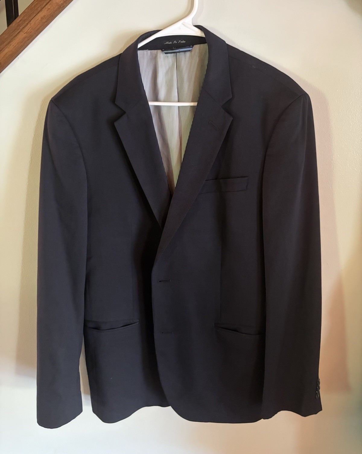 Tommy Hilfiger Men’s Navy 2pc Suit 43L 37W Wool Twill Lined Flat Front