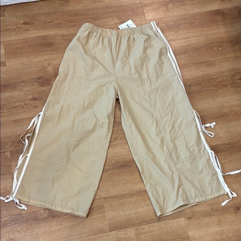 Source Unknown Tan Wide-Leg Track Pants