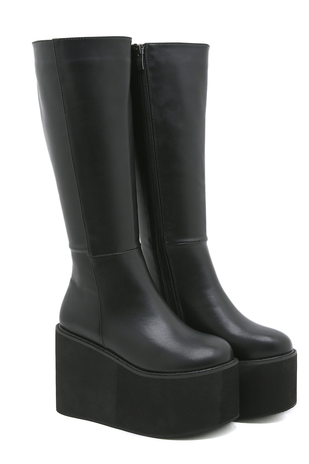 Women’s Knee High Boots Platform Wedge Heel Zipper Gothic Shoes Thick Sole Hot
