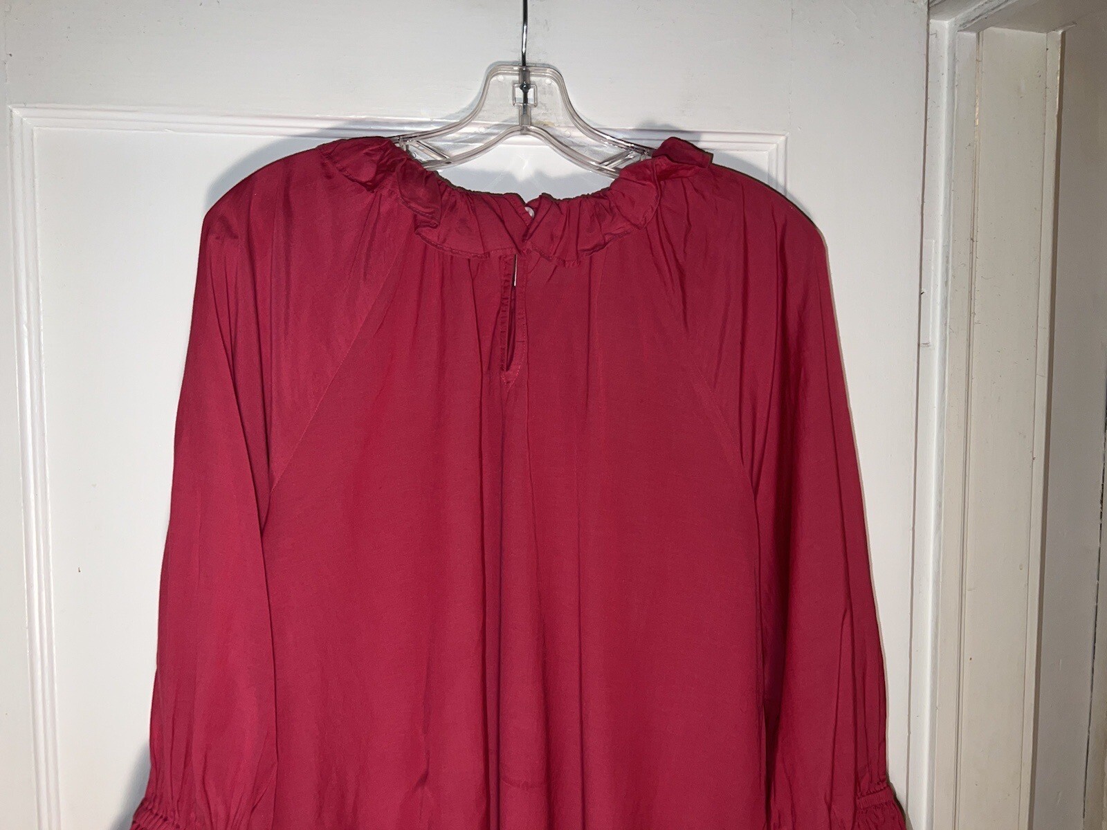 Mille Resort & Travel Pink Blouse Ruffle Balloon Sleeve Pink Size M. d403