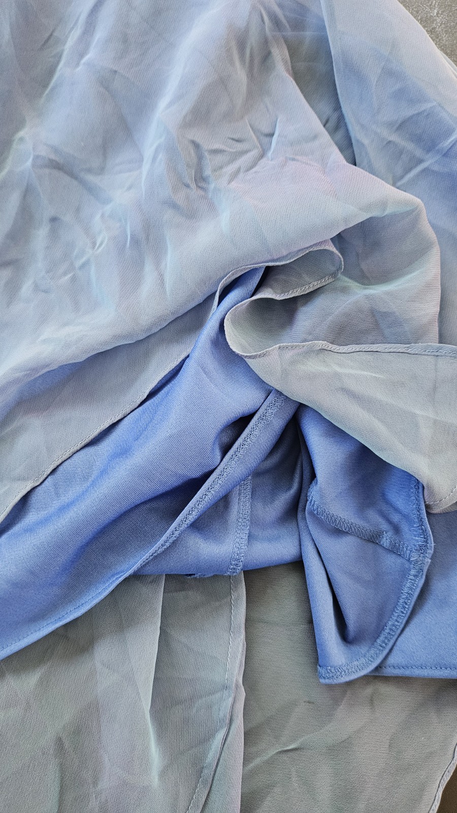 Y2K Vtg Iridescent Blue/Purple Ruffle Dip Hem Dress Gown Wedding Prom Sz 4