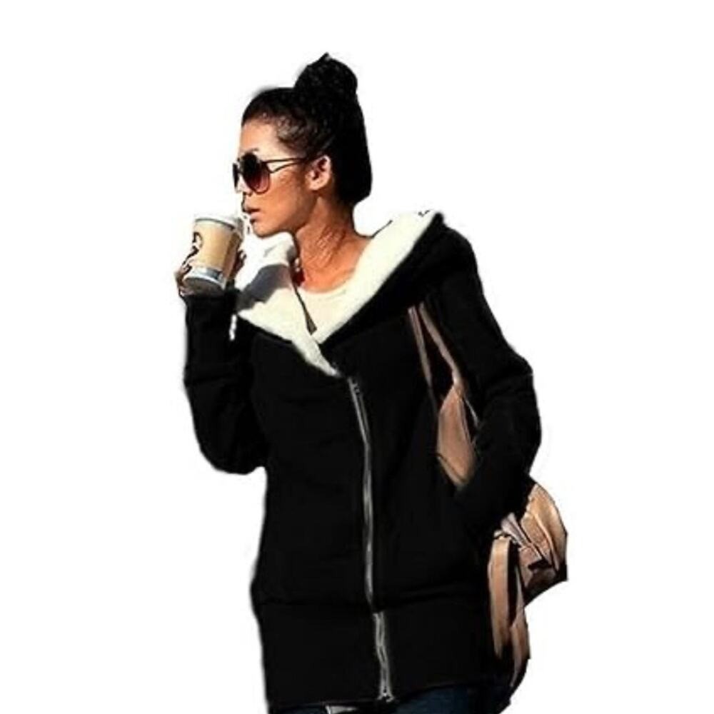 Juicy Trendz Black Double Zip Fleece Casual Hoodie Sweatshirt Jacket Coat Sz XL