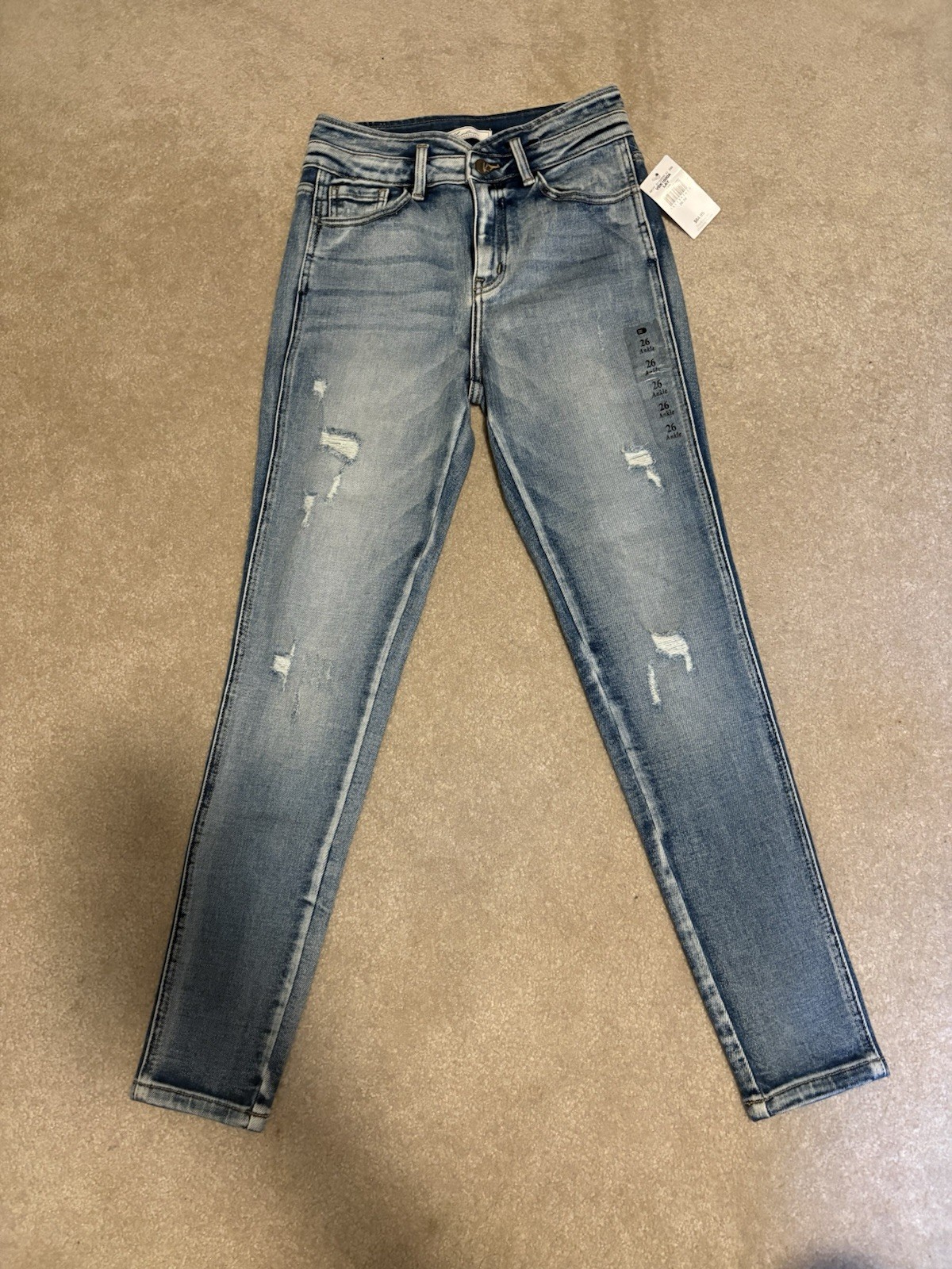 KanCan Women’s Kurvy Ultra High Rise Skinny Ankle Distressed Blue Jeans 26 – NWT