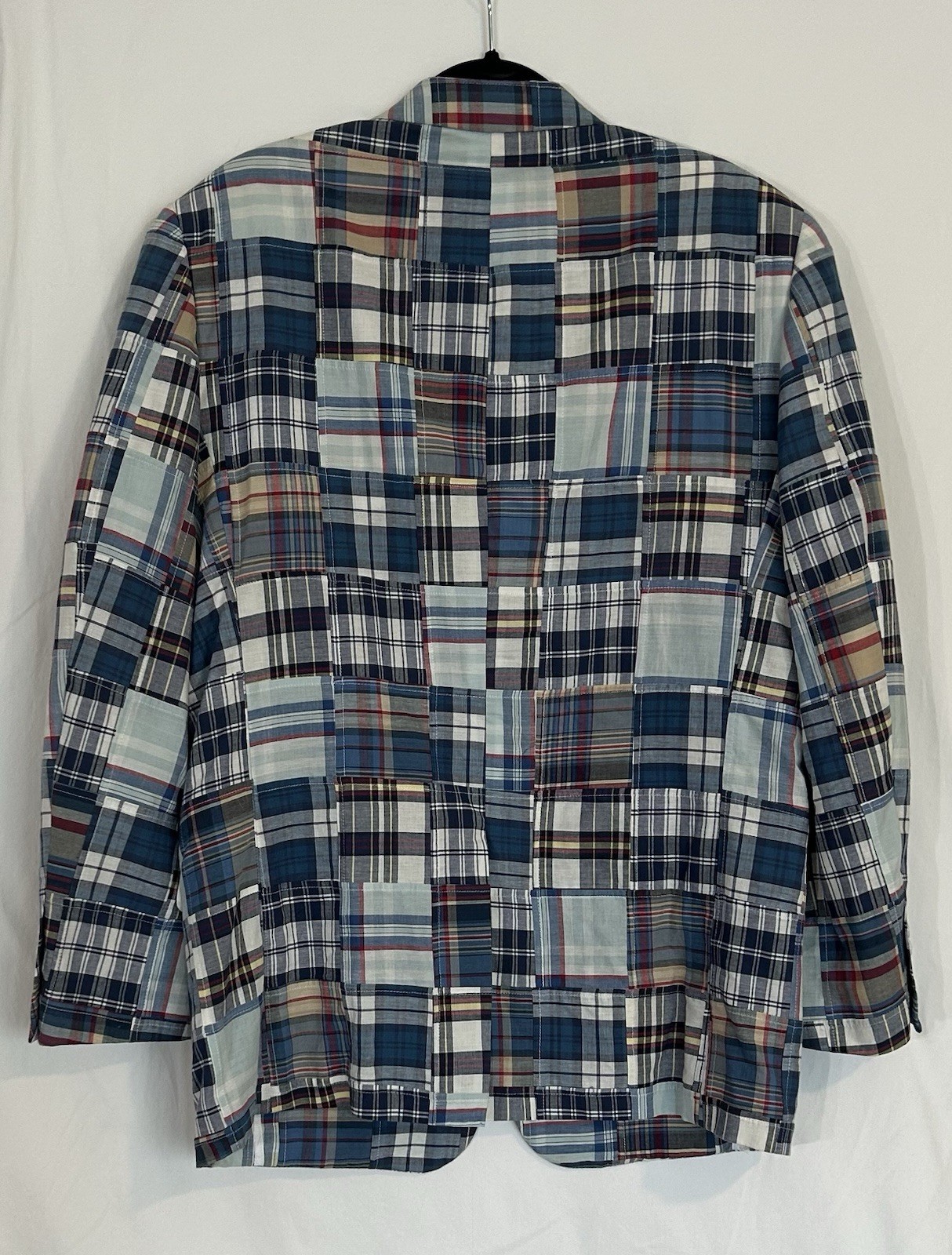 Haspel Madra Quilted Blazer Men’s Patchwork Plaid Preppy Lightweight 100% Cotton