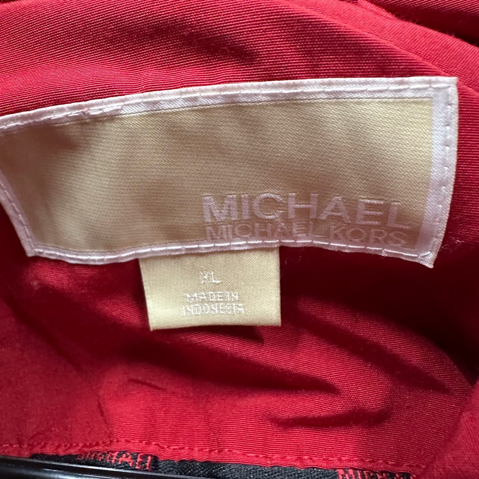 Michael Kors Parka Jacket Womens Size XL Red Hooded Down Fill Winter Coat Belted